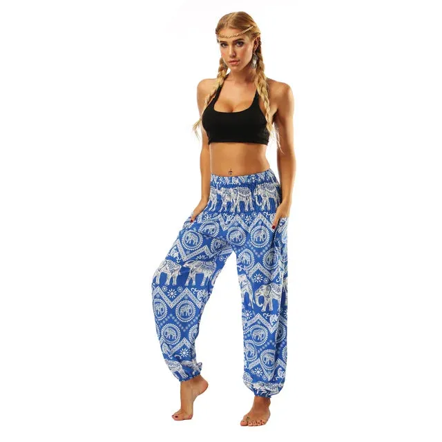Elastic Waist Flower Jogger Pants