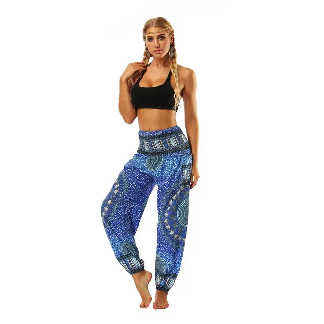 Elastic Waist Flower Jogger Pants