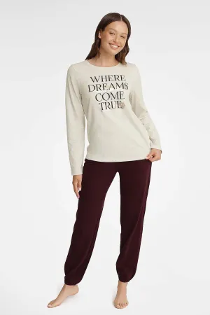 Elegant Beige Women's Lounge Pajama Set