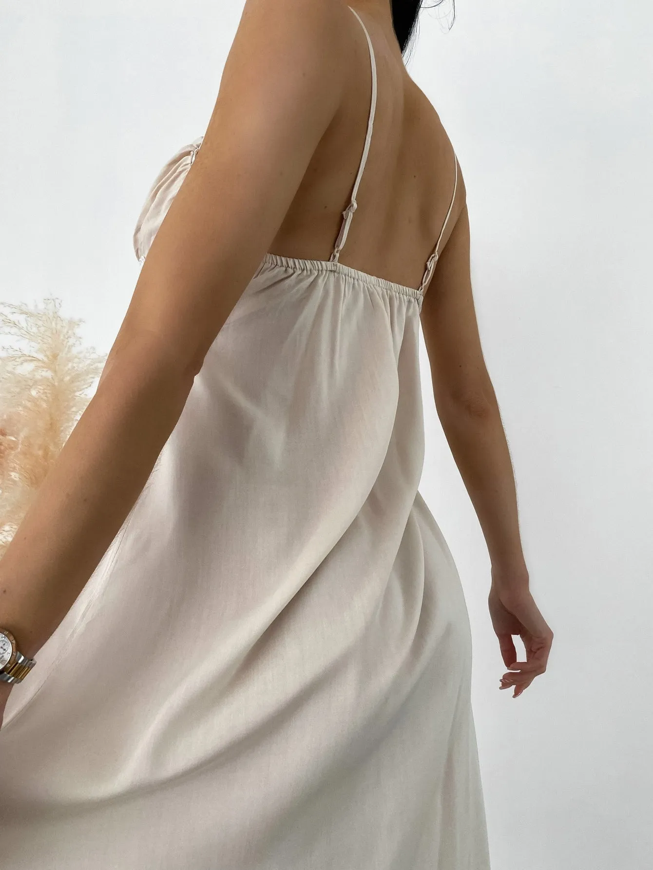 Elegant Colorblock Ruched Bust Sleeveless Spaghetti Strap Women Nightgowns & Sleepshirts