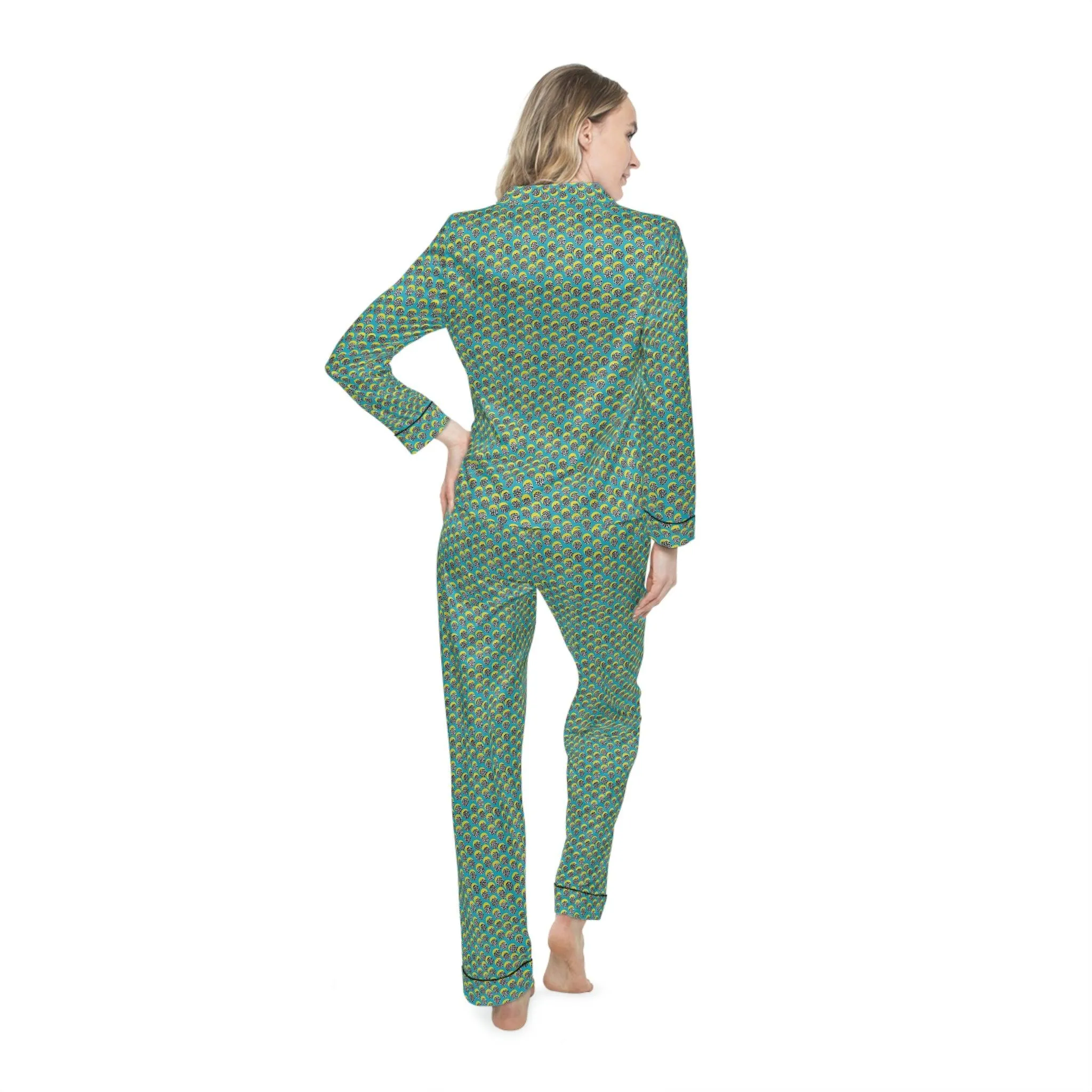 Elegant Custom Satin Leopard Print Women's Sleepwear Set