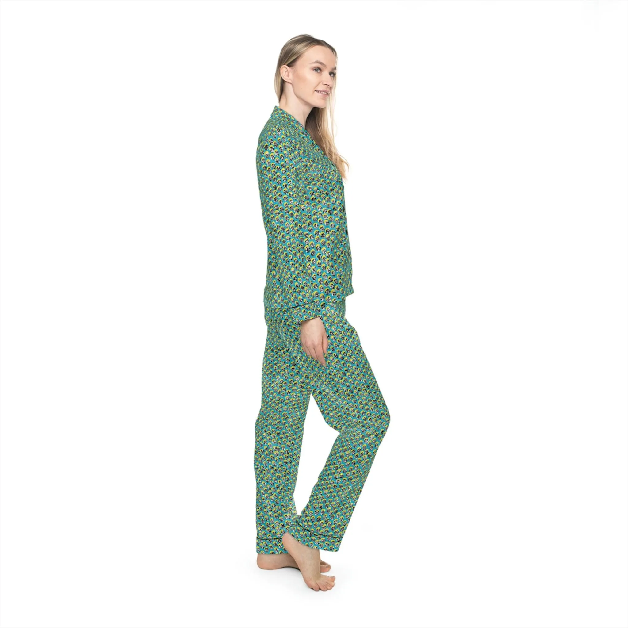 Elegant Custom Satin Leopard Print Women's Sleepwear Set