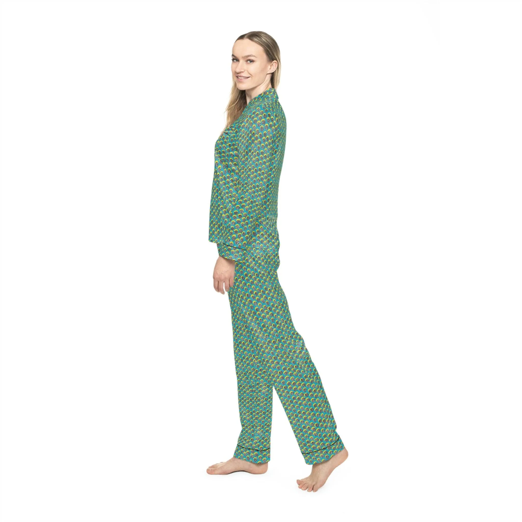 Elegant Custom Satin Leopard Print Women's Sleepwear Set