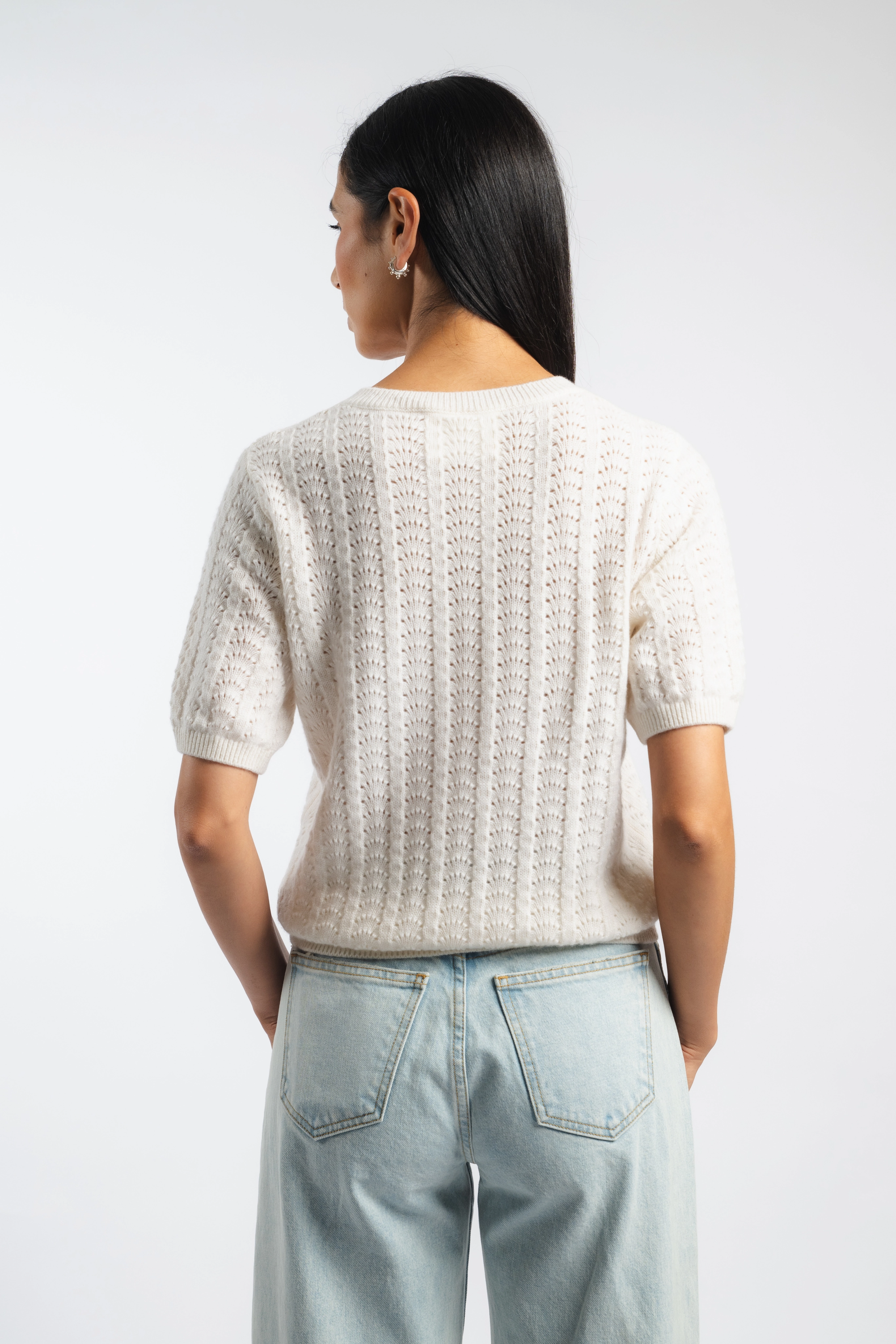 Clean Lines GarmentDyed Finish Cecelia Pointelle Sweater