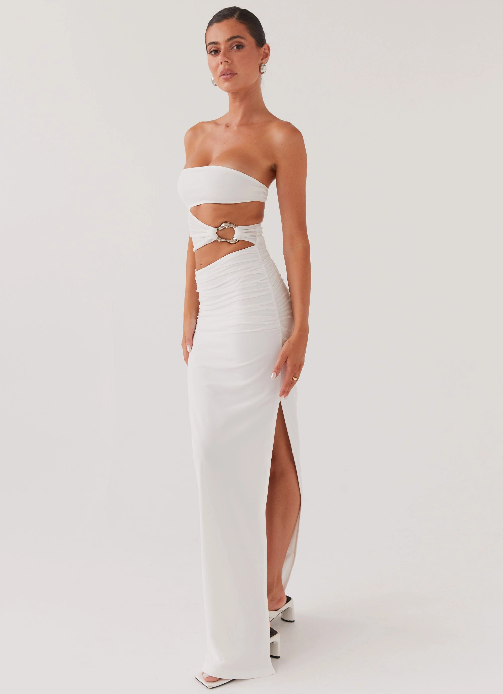 Into Pieces Mesh Maxi Dress - White Year Rounder