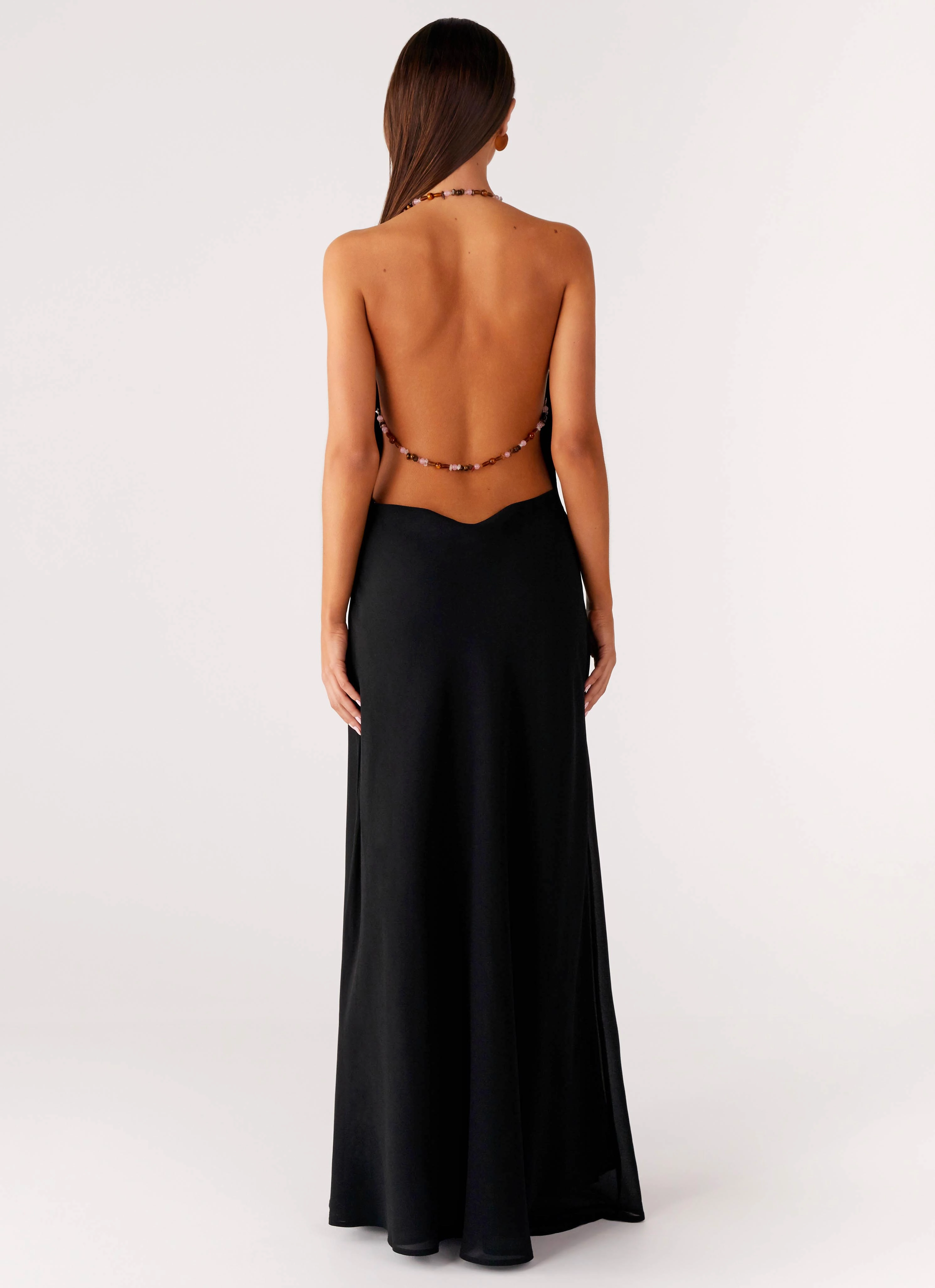 Playful touch Smooth Texture Morning Crush Cowl Maxi Dress - Black