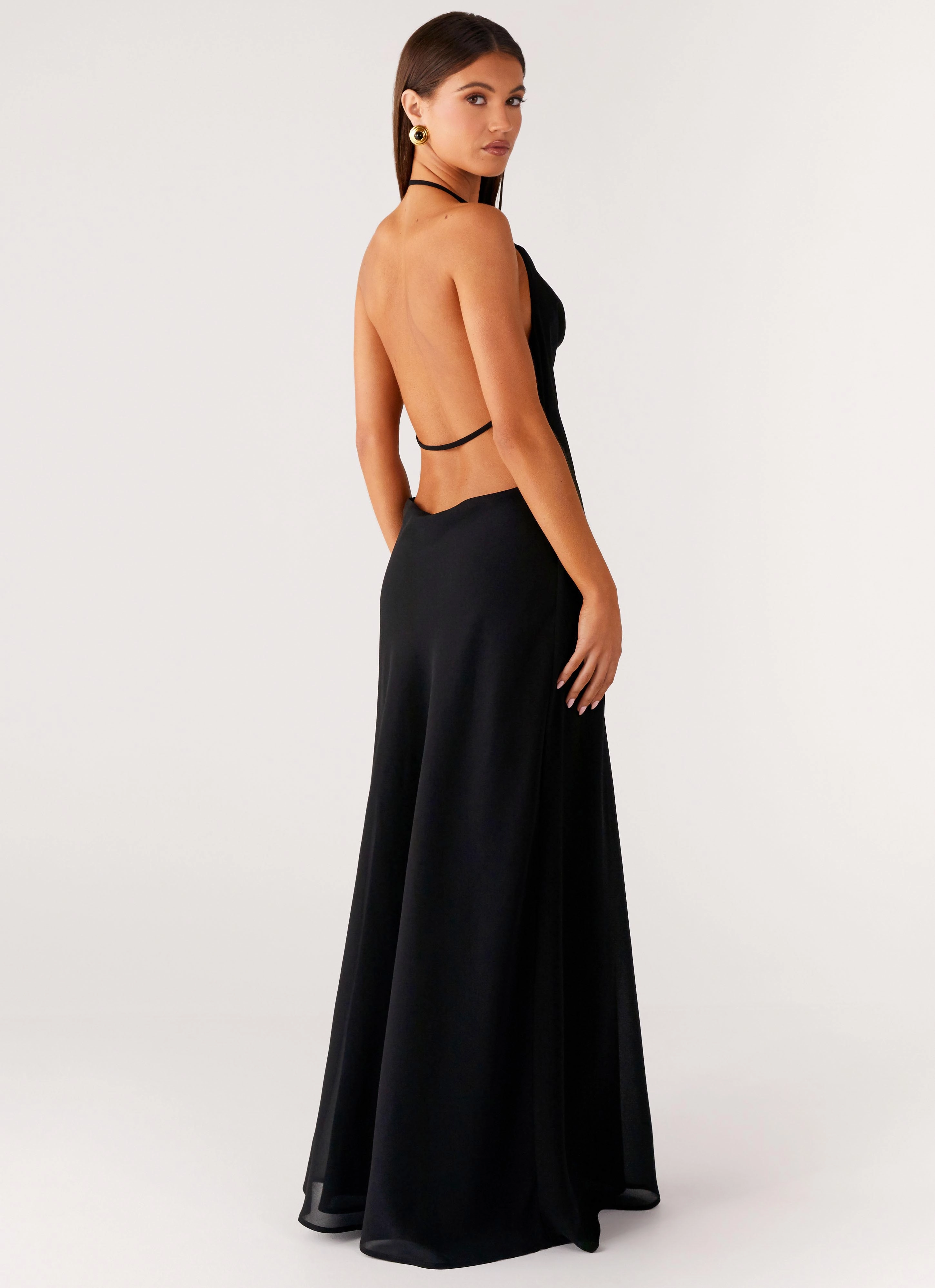Morning Crush Cowl Maxi Dress - Black Feather Light Natural Feel