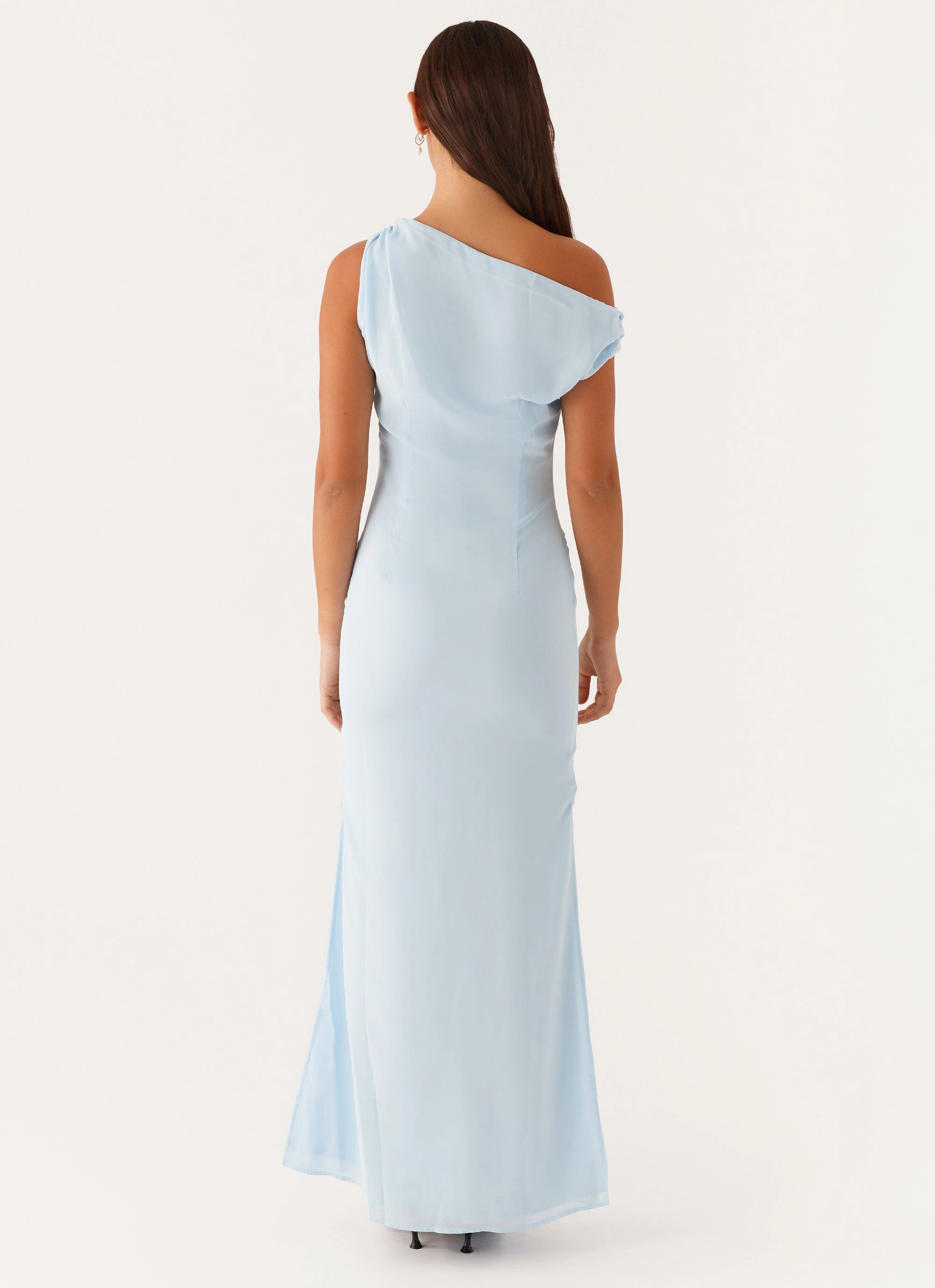 Dinner Date Maxi Dress - Blue Lounge Feel Satin Layers