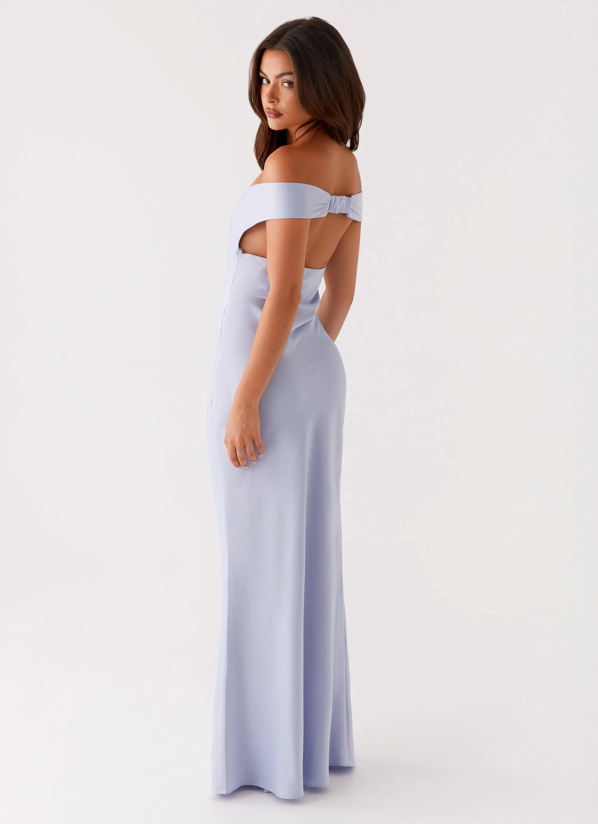 Slit-Hem Simple Shape Jenner Maxi Dress - Blue