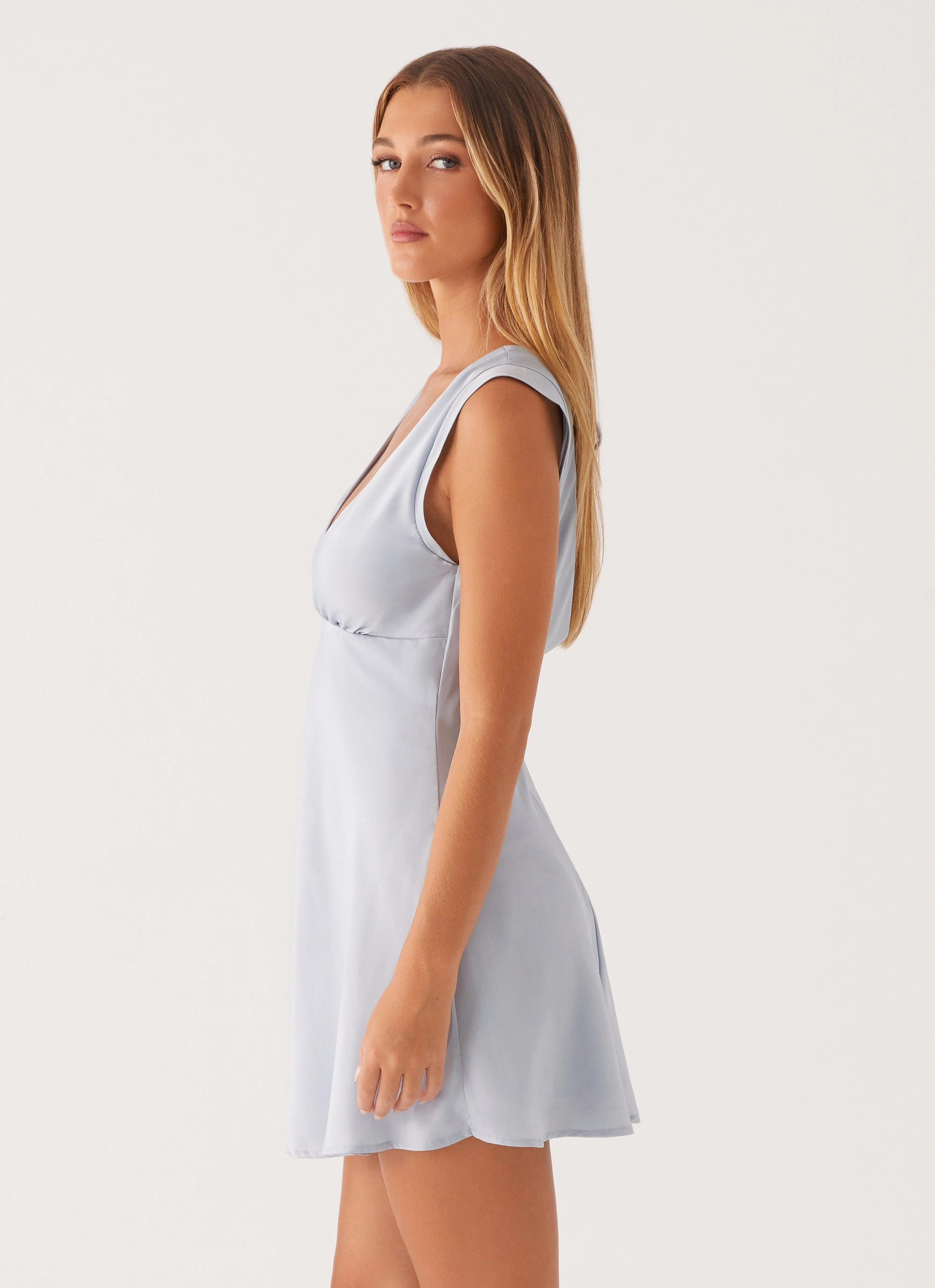 Scalloped Edge Layton Mini Dress - Blue