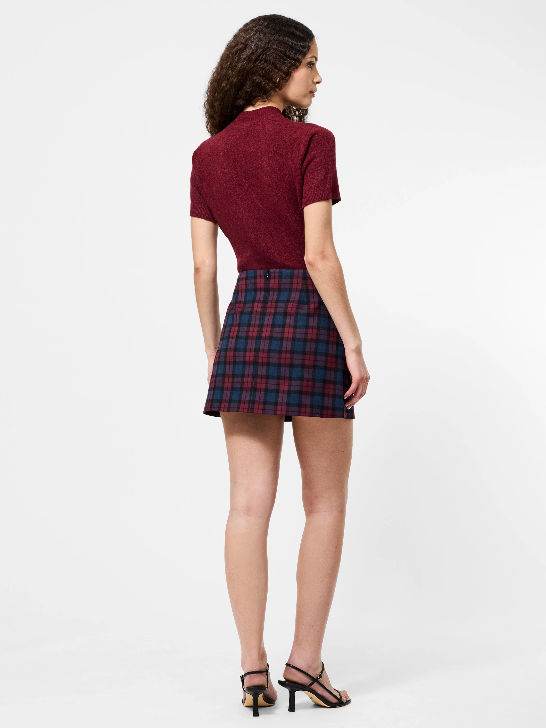 Washable fabric Melba Plaid Suiting Mini Skirt