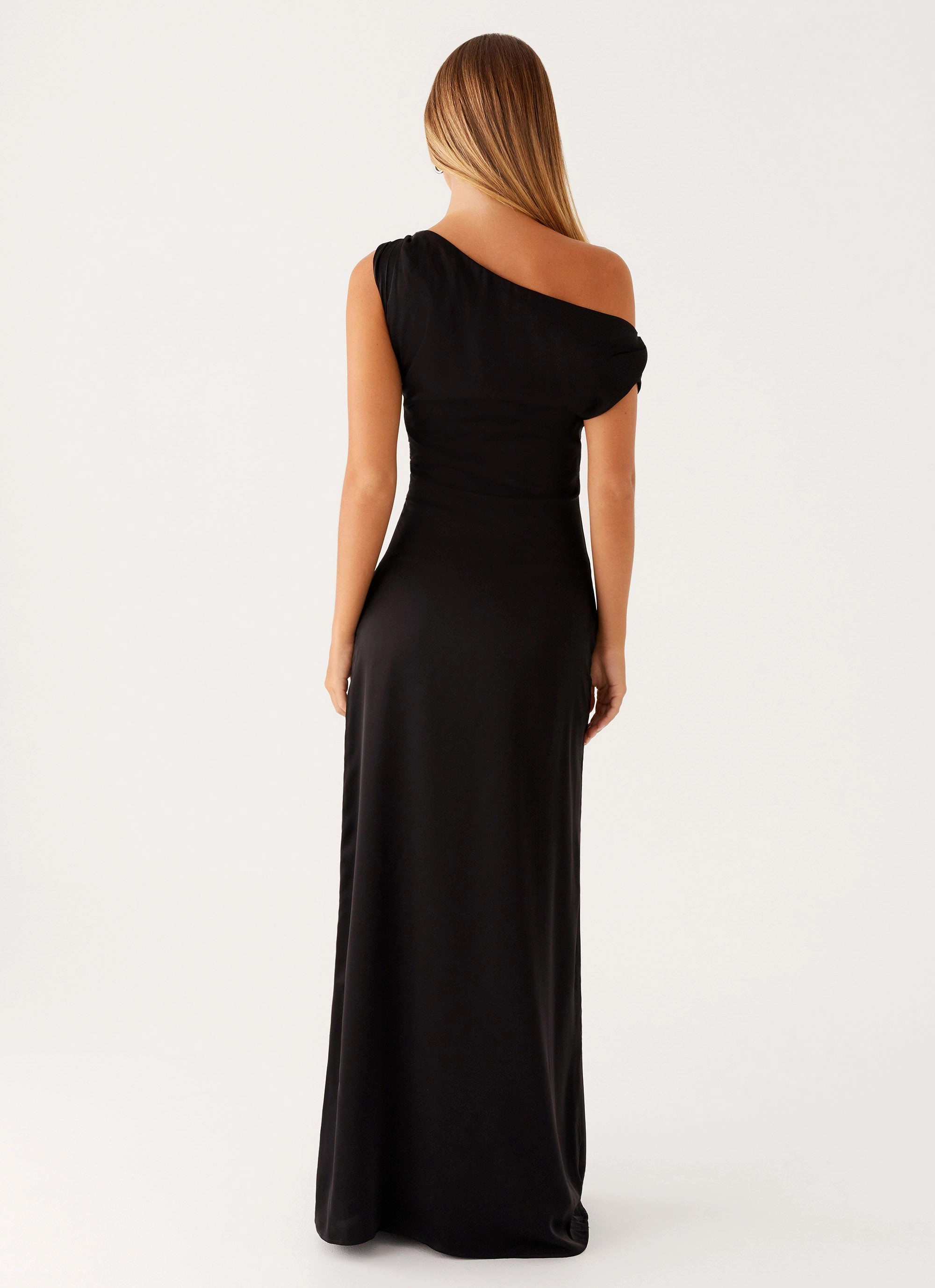 Versatile Wearable Chill Wear Heart Of Glass Satin Maxi Dress - Black