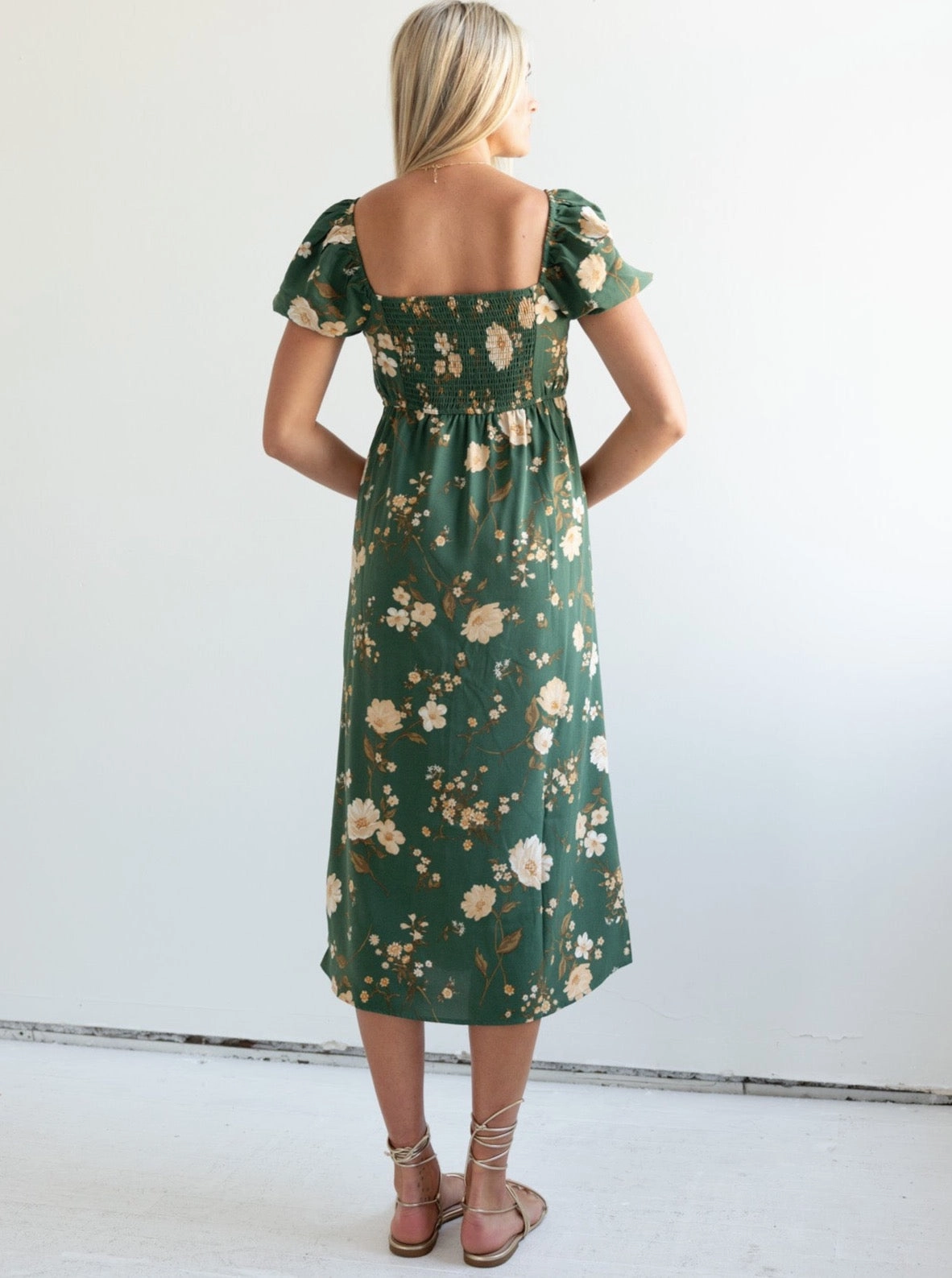 Knot-Detail Janie Floral Dress - Green