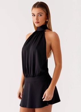 Comfortable and Flattering Warm-Layer Valor Mini Dress - Black