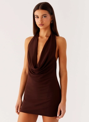 Gentle Look Flattering Look Saffron Skies Mini Dress - Chocolate