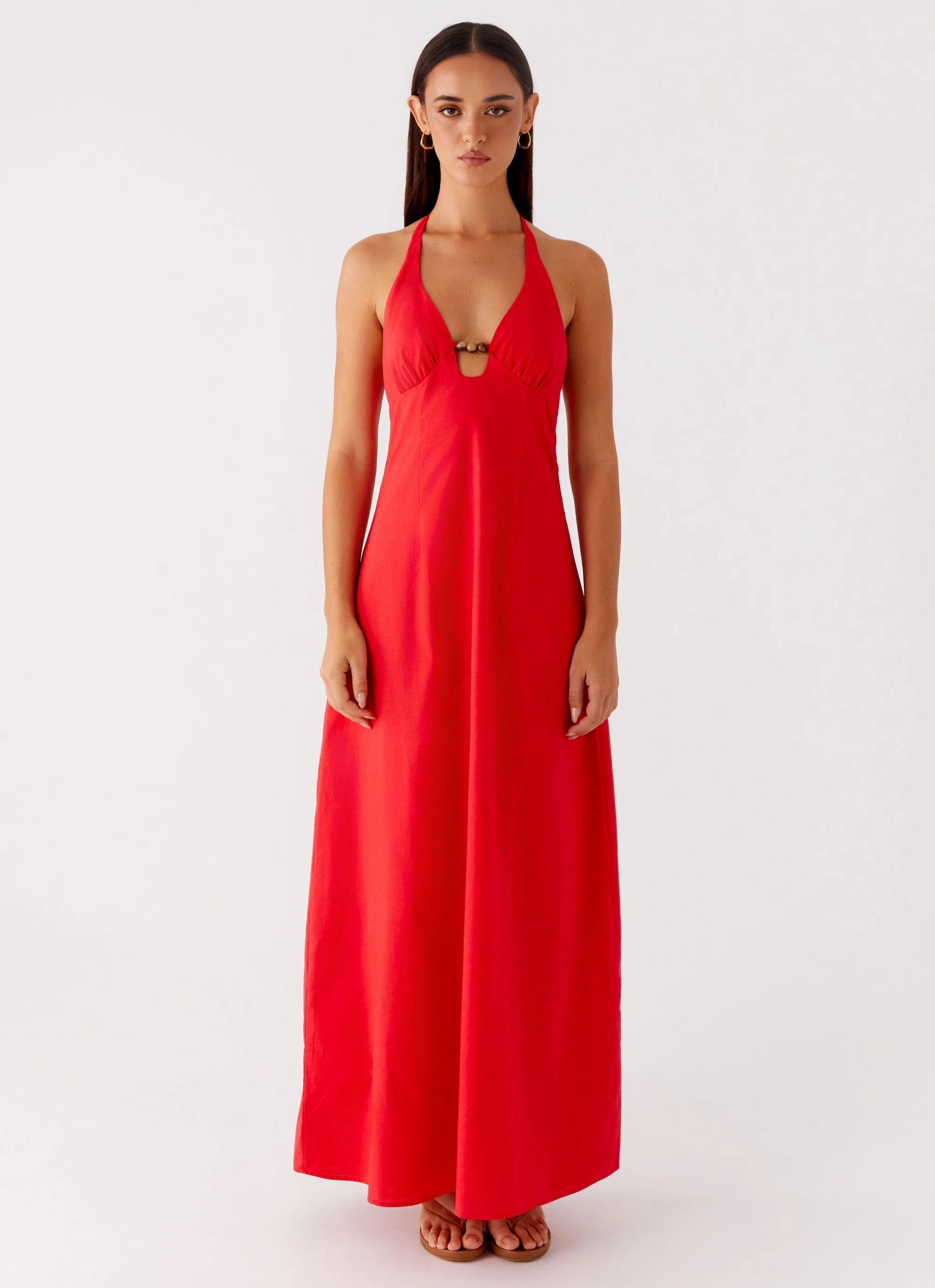 Silk Shine Zana Maxi Dress - Red