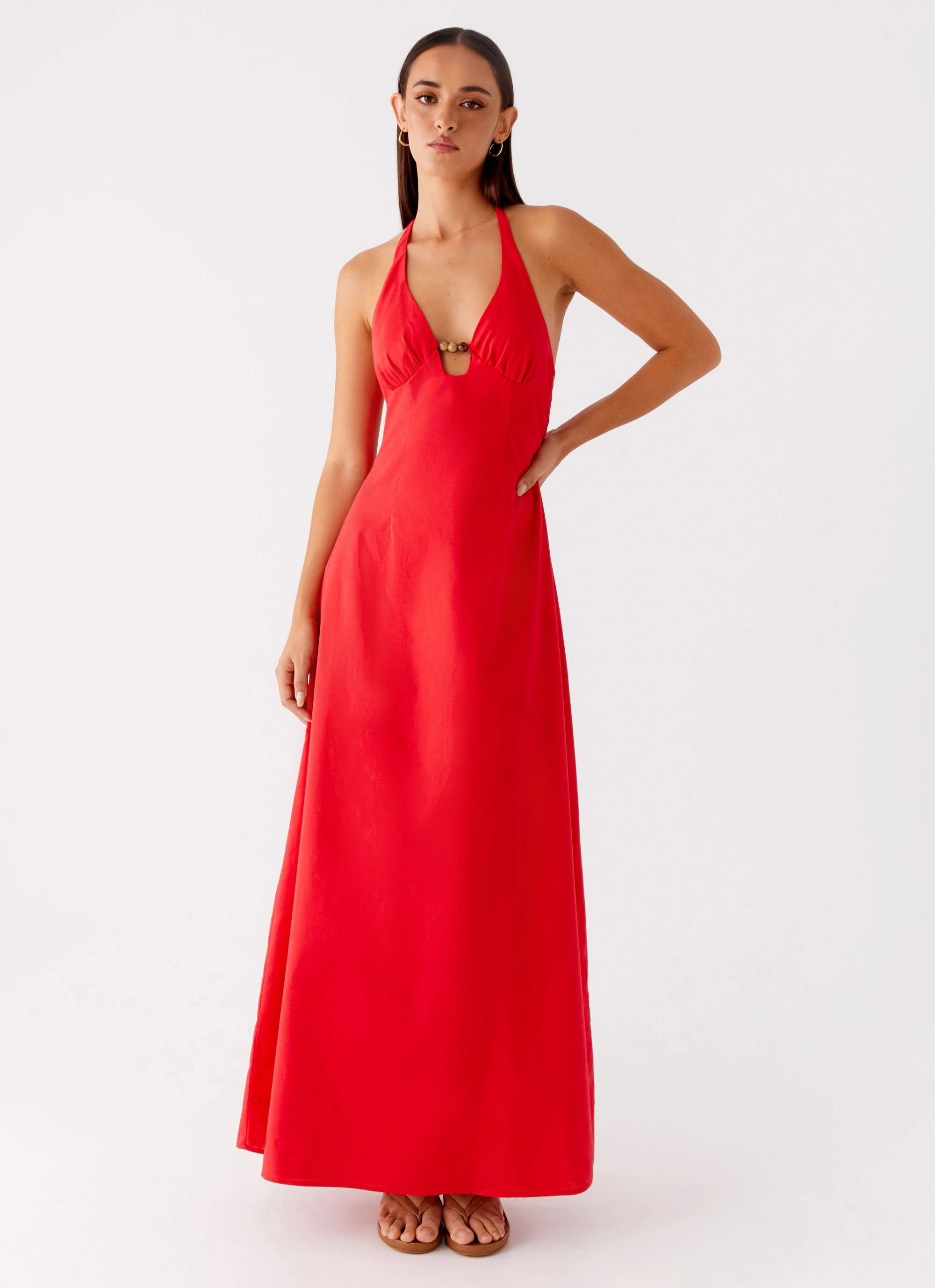 Zana Maxi Dress - Red Perfect Day-to-Night wrap waist