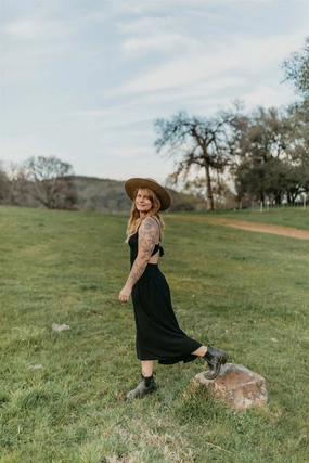 Elegant Touch Meadow Dress in Black Challis