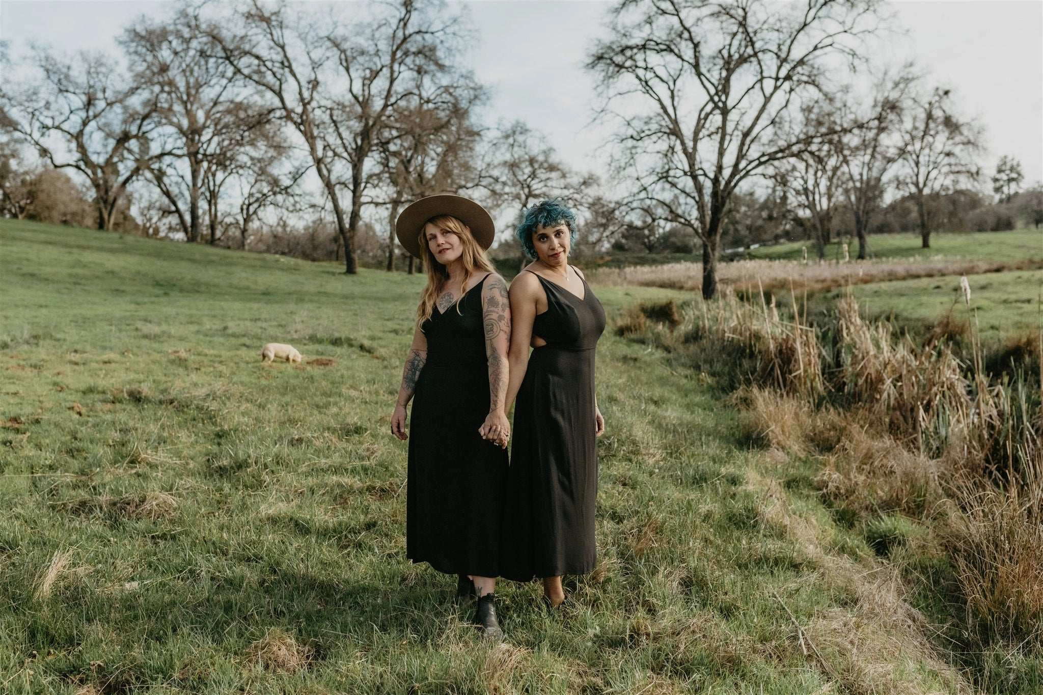 Meadow Dress in Black Challis Lightweight Feel