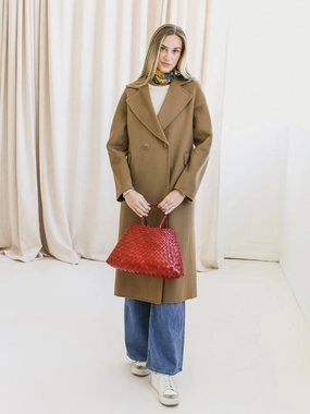 Heat Tech Fabric Elena Camel Wool Coat