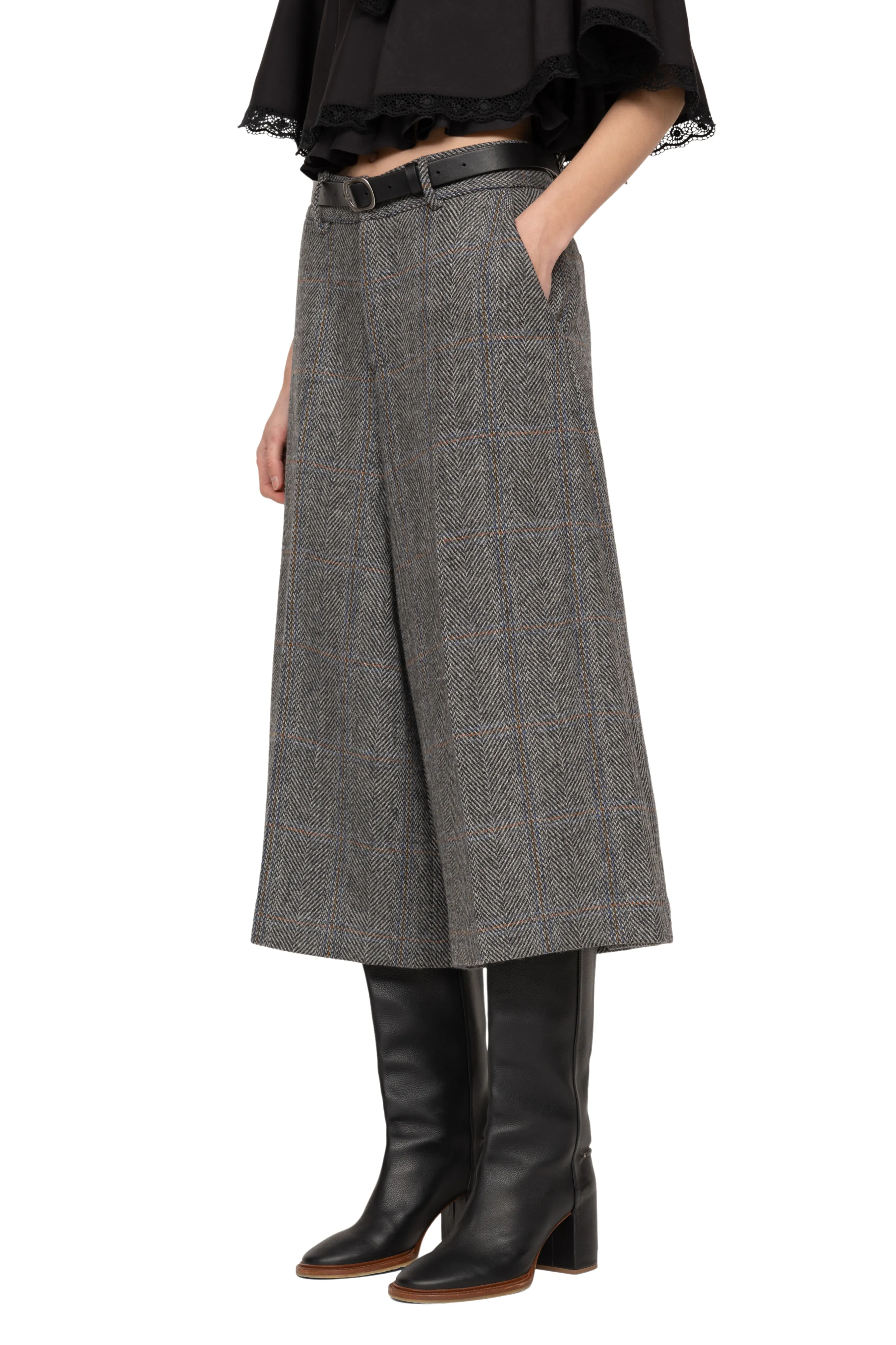 Travel Essential Eleni Culotte Pants with Leather Belt
