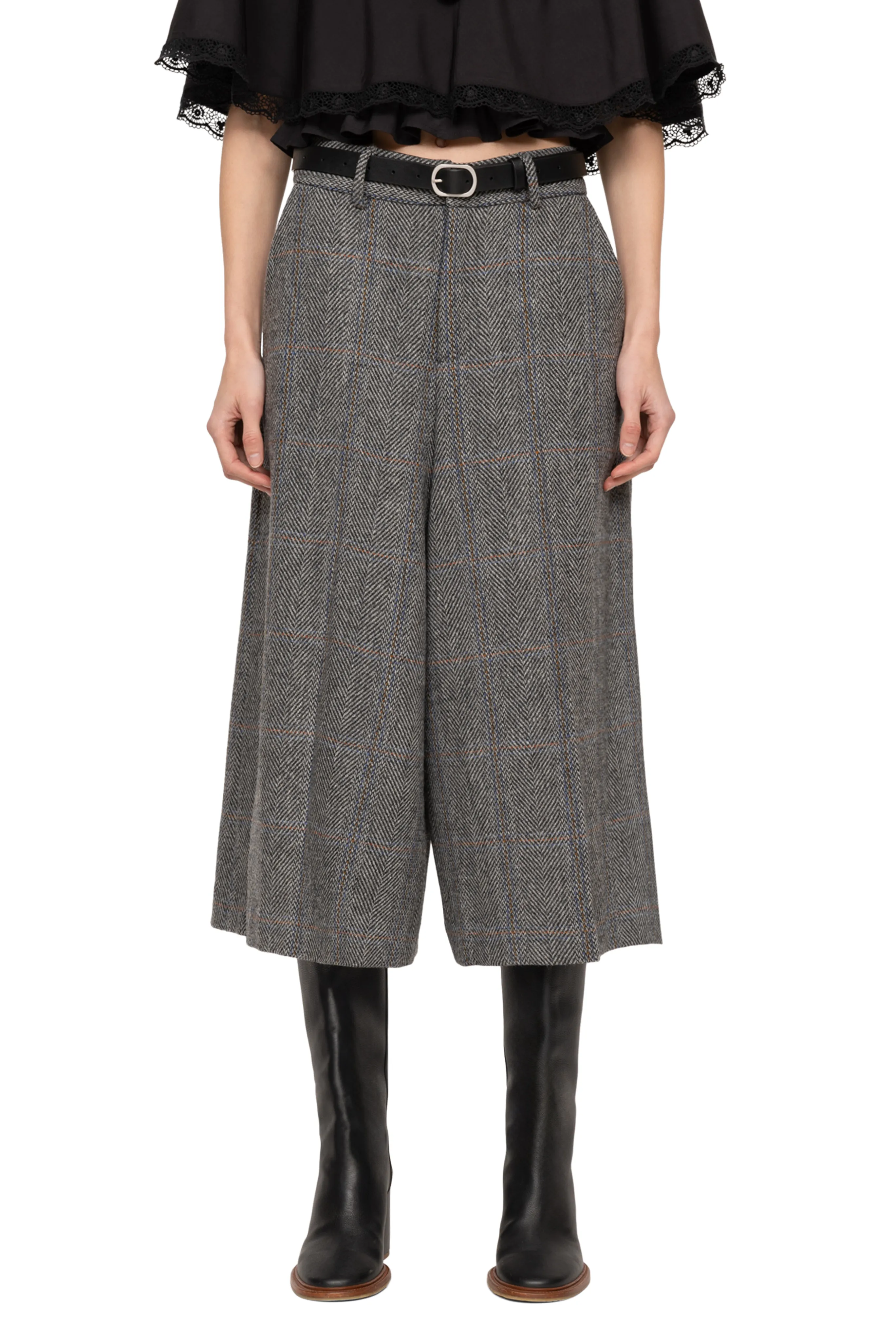 Eleni Culotte Pants with Leather Belt Soft Fabric
