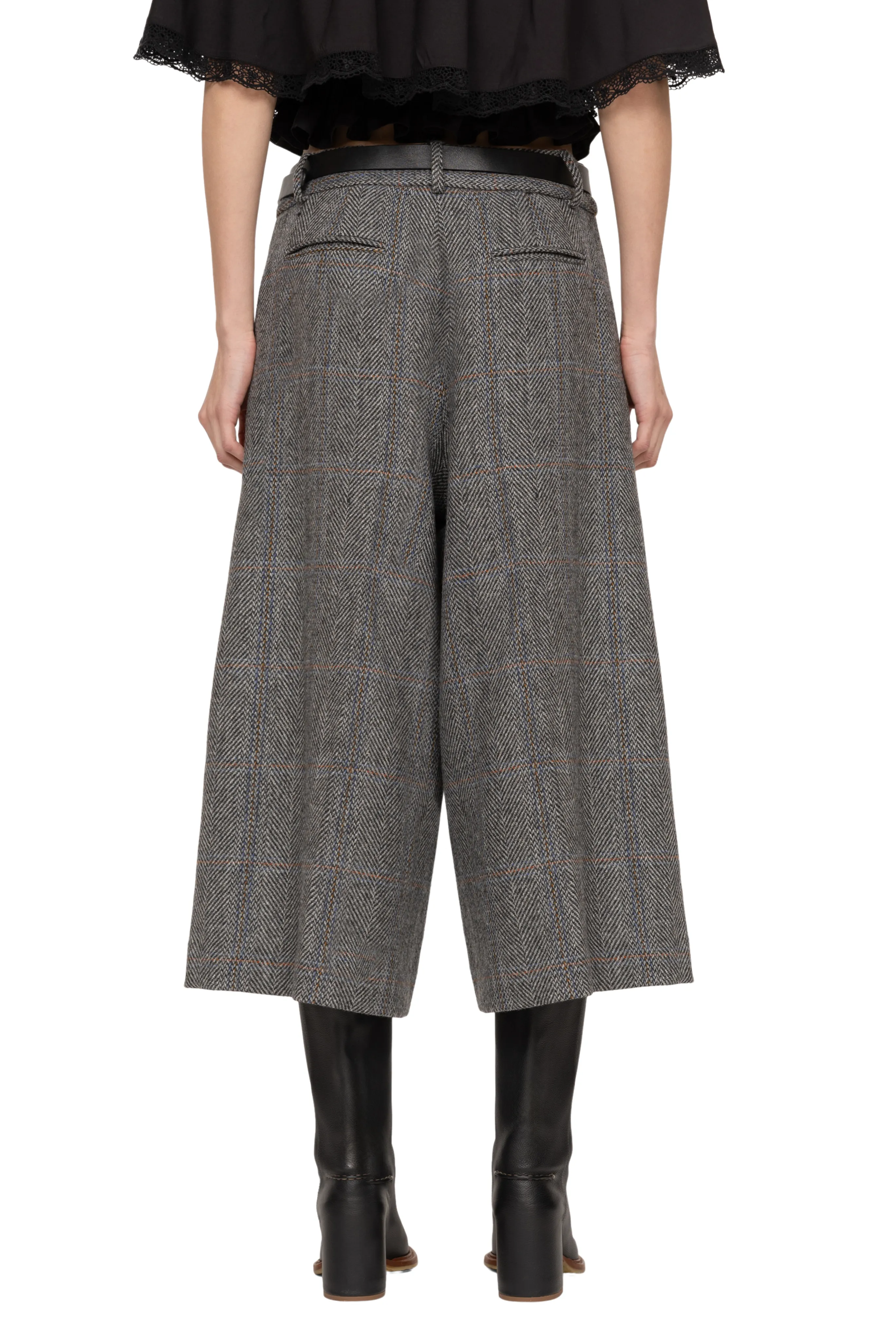 Layered Wear LightweightConstruction Eleni Culotte Pants with Leather Belt