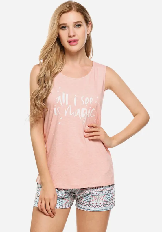 Elisabeti Letter Print Tank Top & Shorts