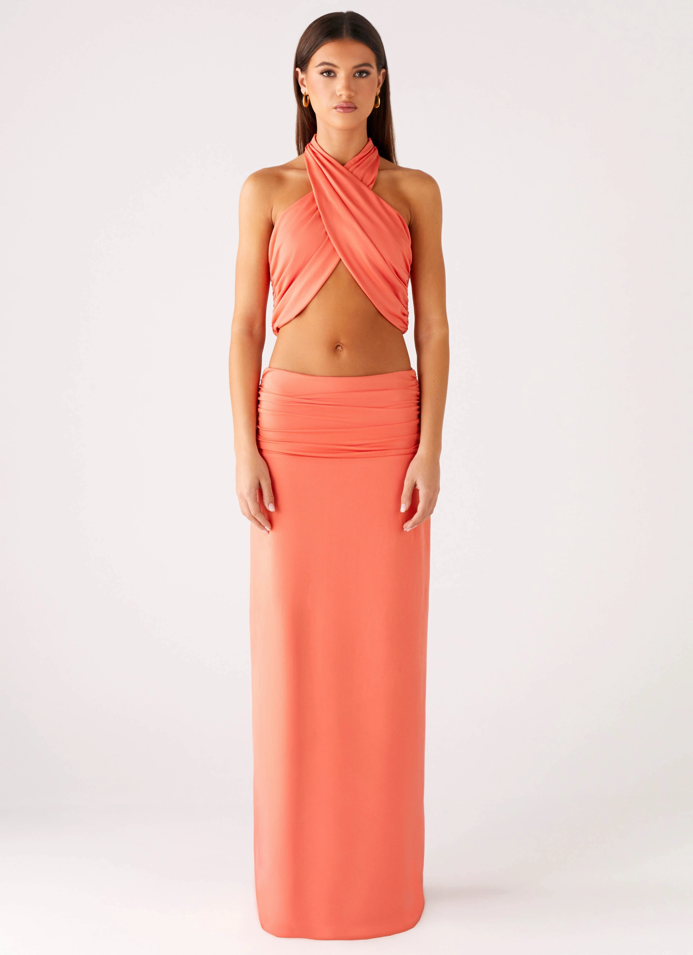 Sleek Appeal Elisabetta Maxi Skirt - Coral
