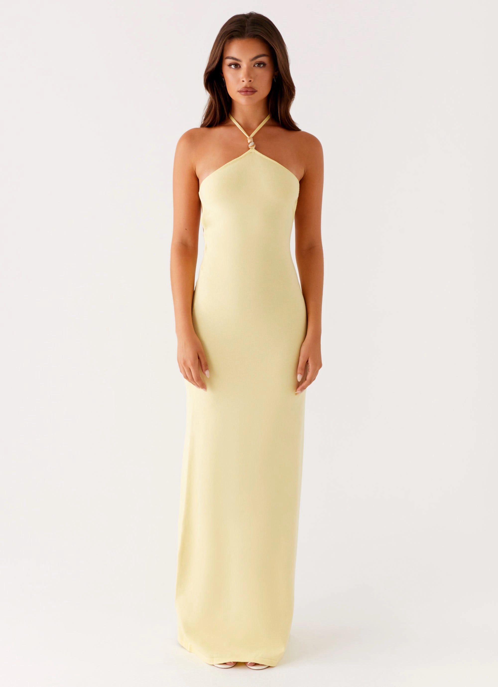 Light Fall Layered Comfort Elisha Knit Maxi Dress - Yellow