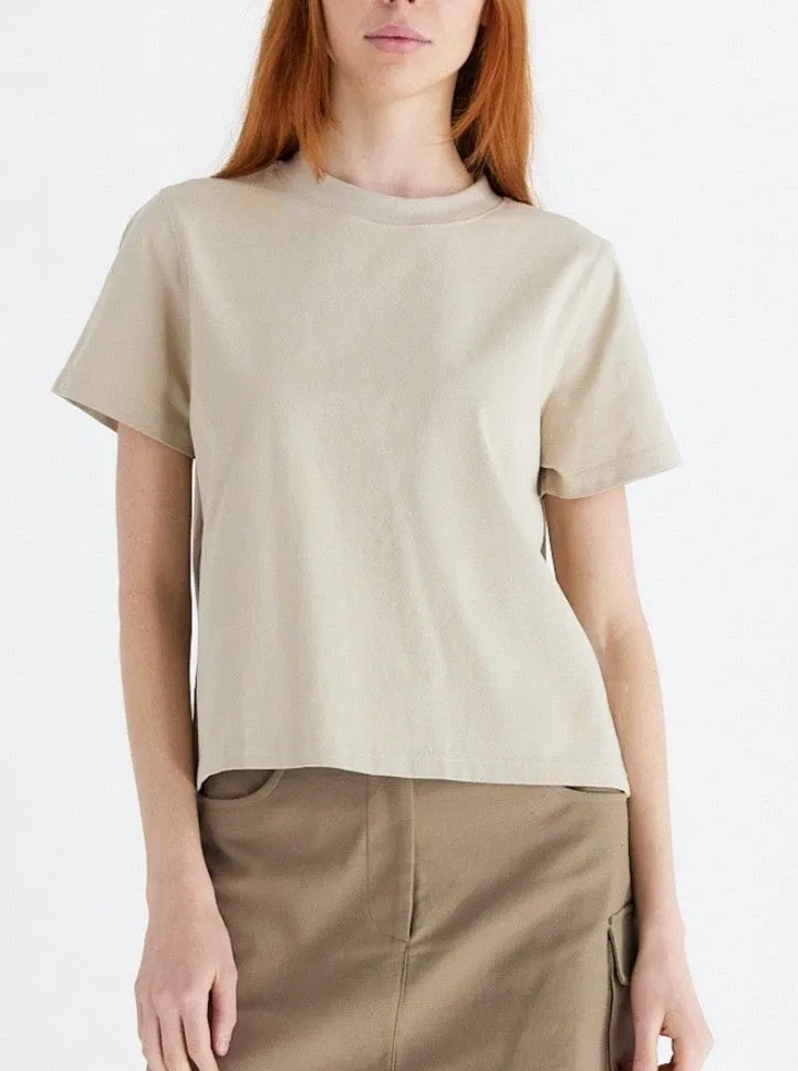 Button Down Collar Four Way Stretch Fabric Elliot Tee - Bone