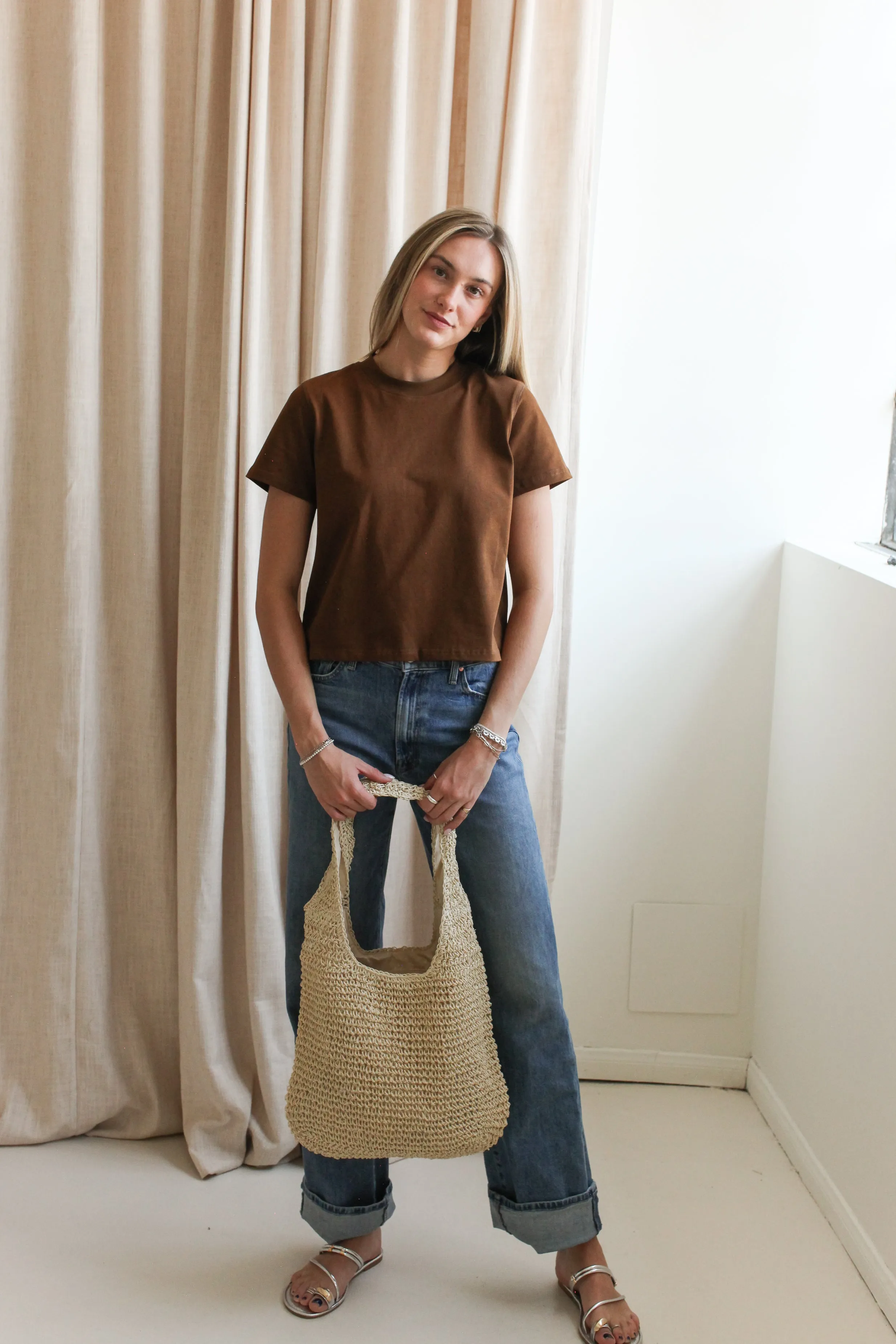 Elliot Tee- Brown ReinforcedHem MultiPanelBreathability