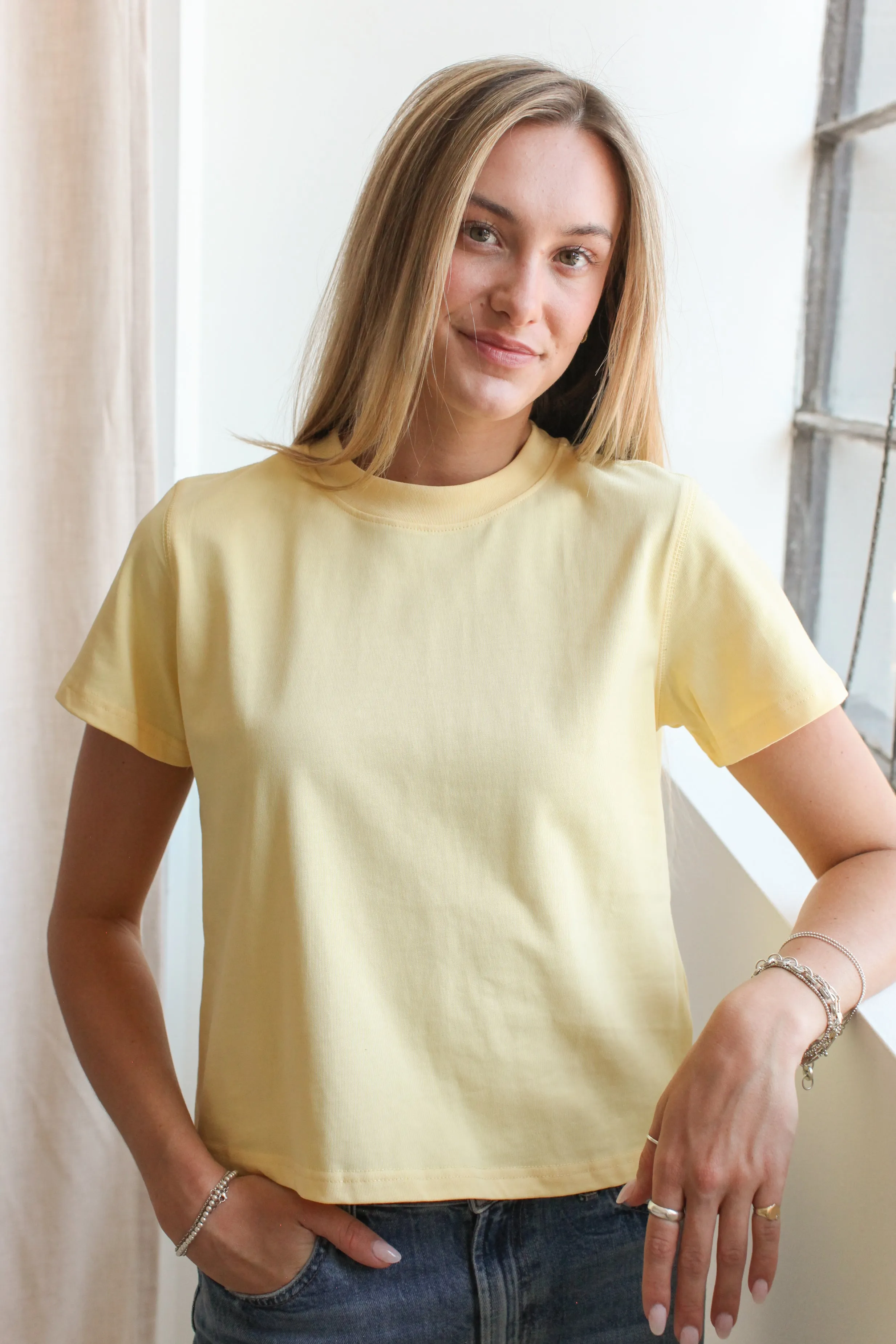 Tear Resistant Fiber Blend Moisture Wicking Technology Elliot Tee- Butter Yellow