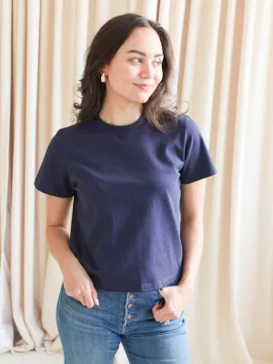 Stretchable Knit Elliot Tee - Navy