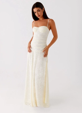 Elsa Maxi Dress - Ivory Thermal-Lined