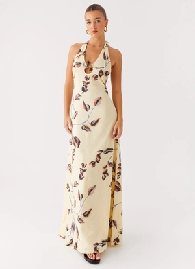 Elvina Halter Neck Maxi Dress - Buttercream Bliss Casual Pick