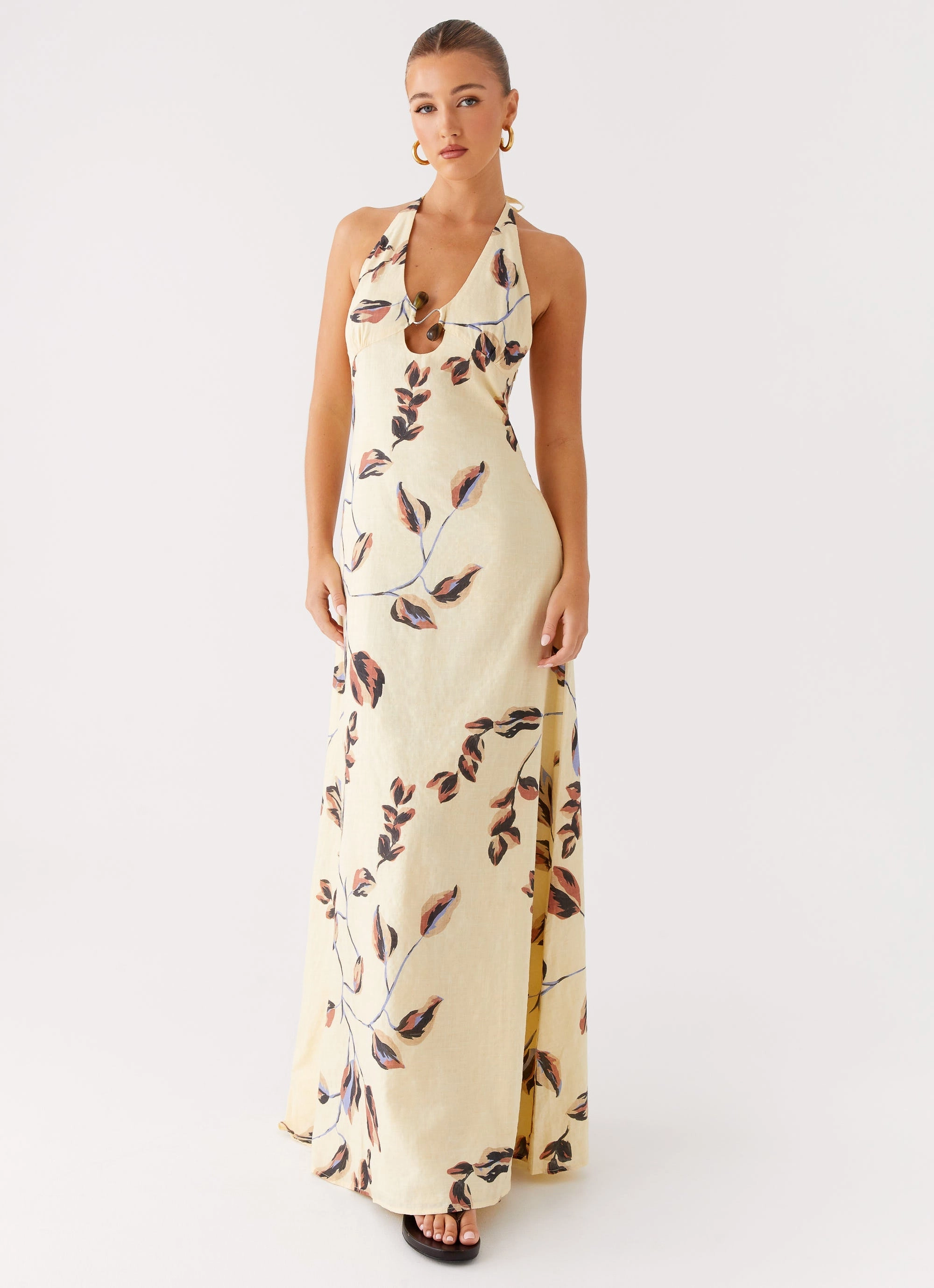 Elvina Halter Neck Maxi Dress - Buttercream Bliss Casual Pick