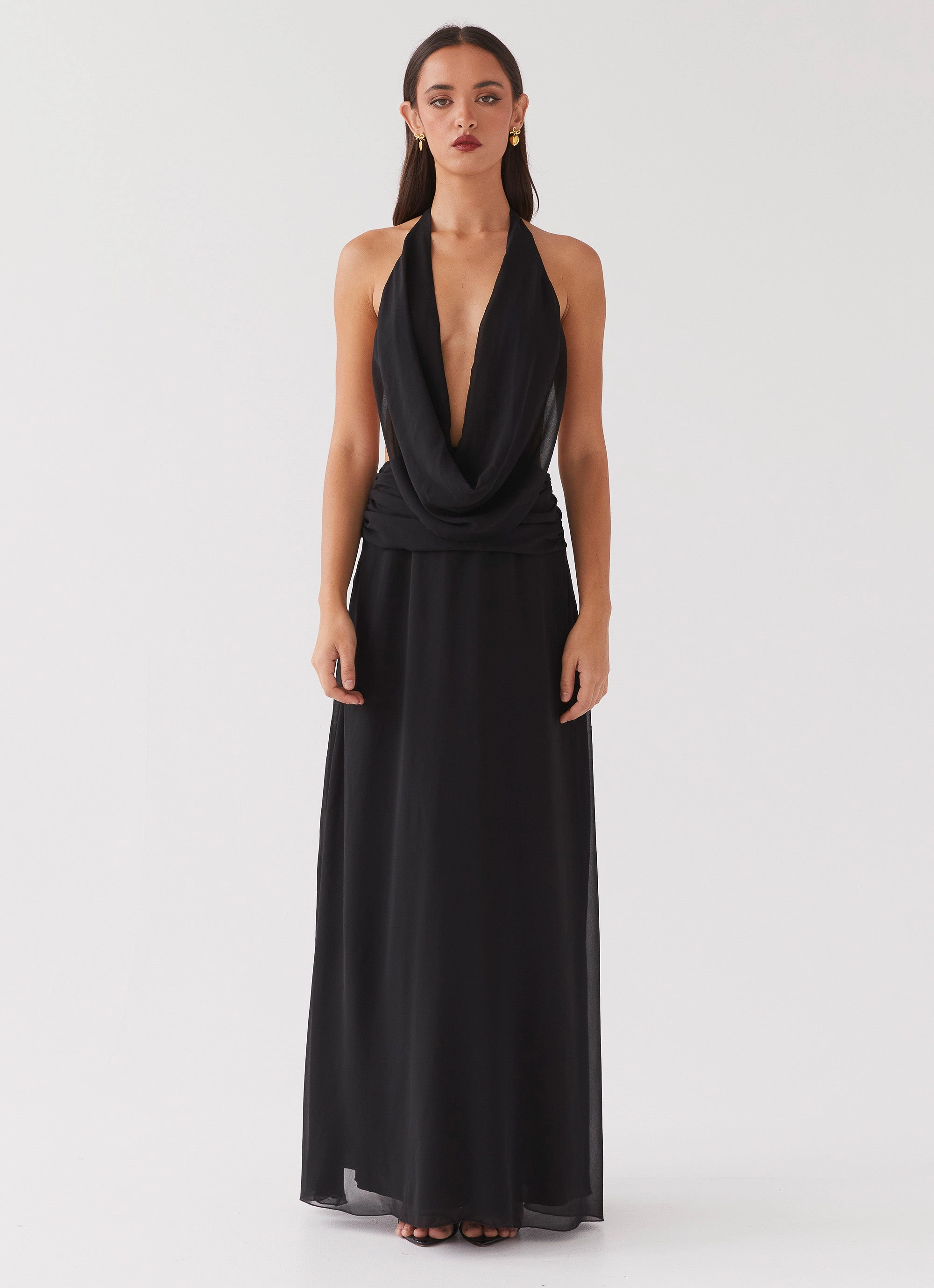 Red Carpet Elysia Chiffon Maxi Dress - Black