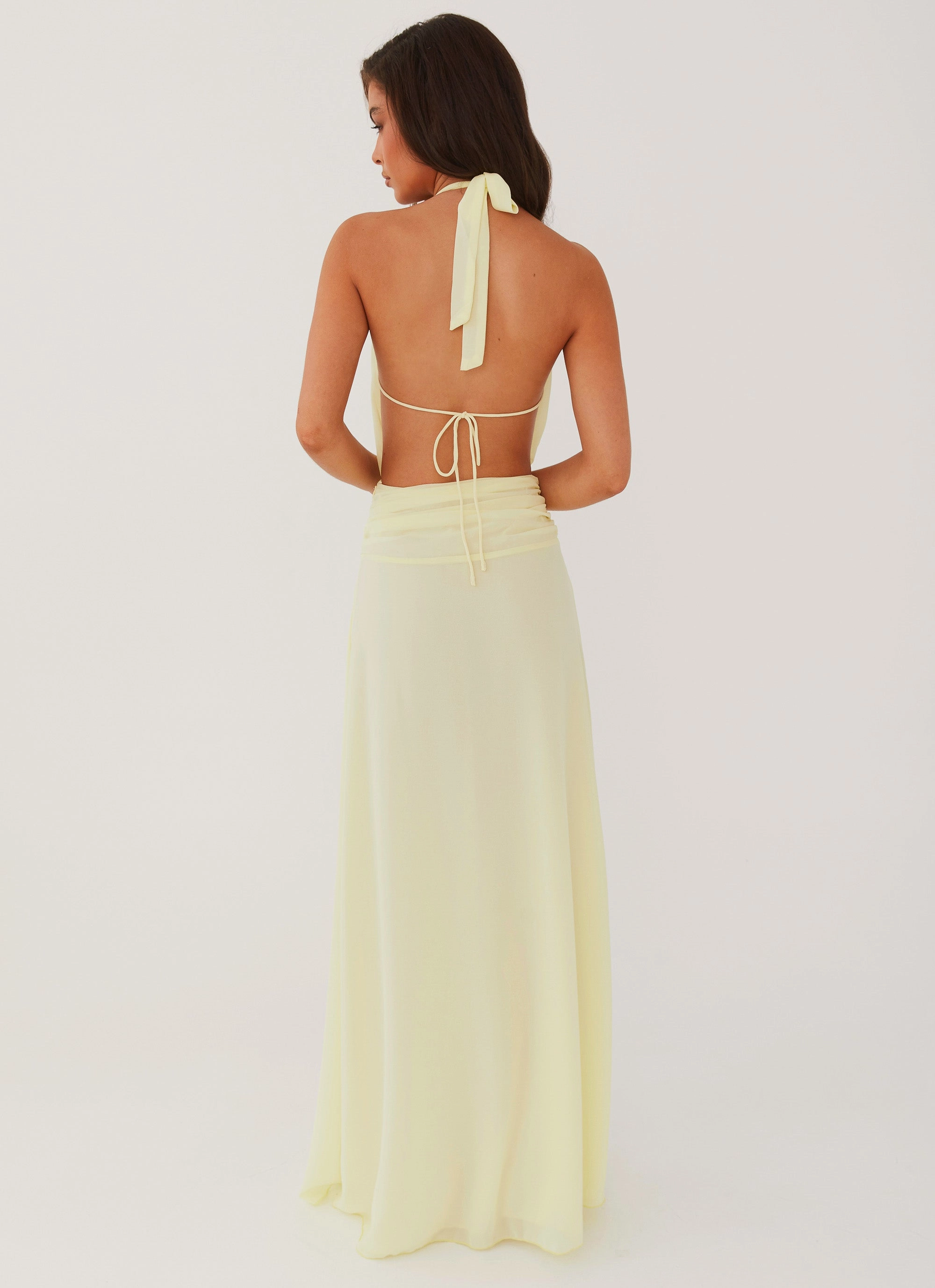 Refined Finish Brunch Fit Elysia Chiffon Maxi Dress - Lemon