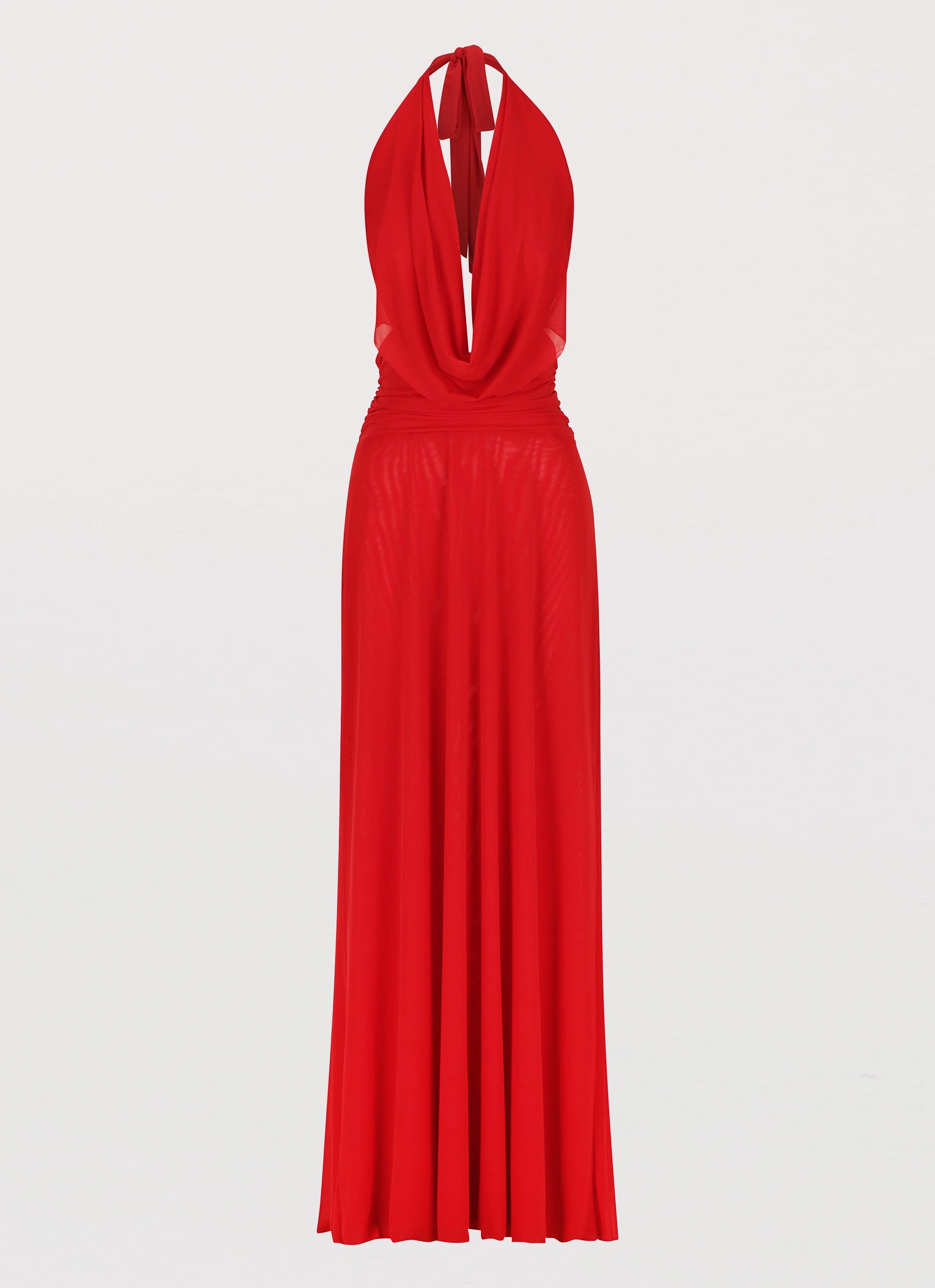 Elysia Mesh Maxi Dress - Cherry Red Interchangeable-Detail