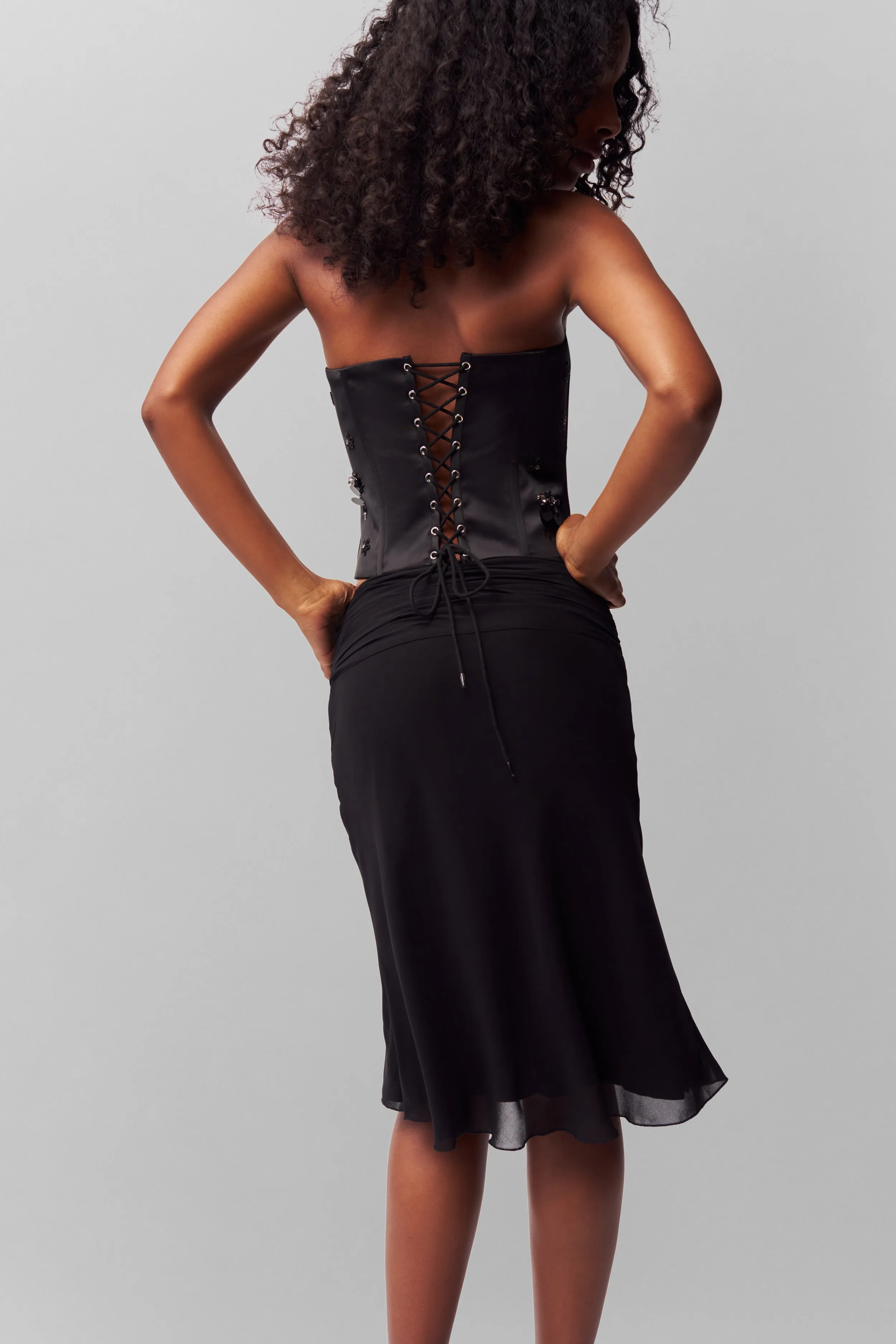 Embellished Satin Corset Ventilated Panels