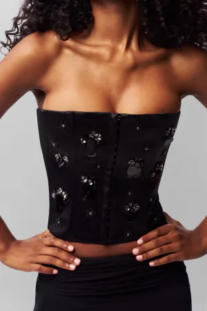 Embellished Satin Corset MicrofiberTech Textured Fabric Finish
