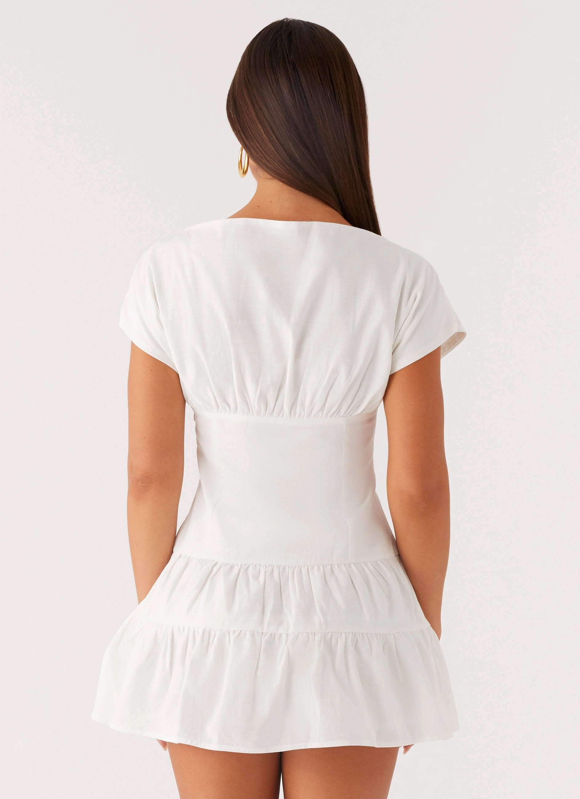 Lace-Trim Ember Haze Boat Neck Mini Dress - Off White