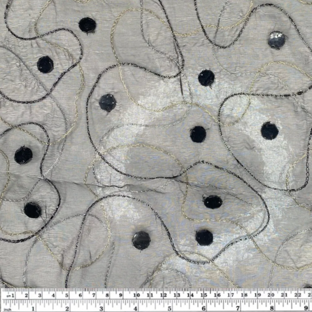 Embroidered Sequin Silk Organza - Black