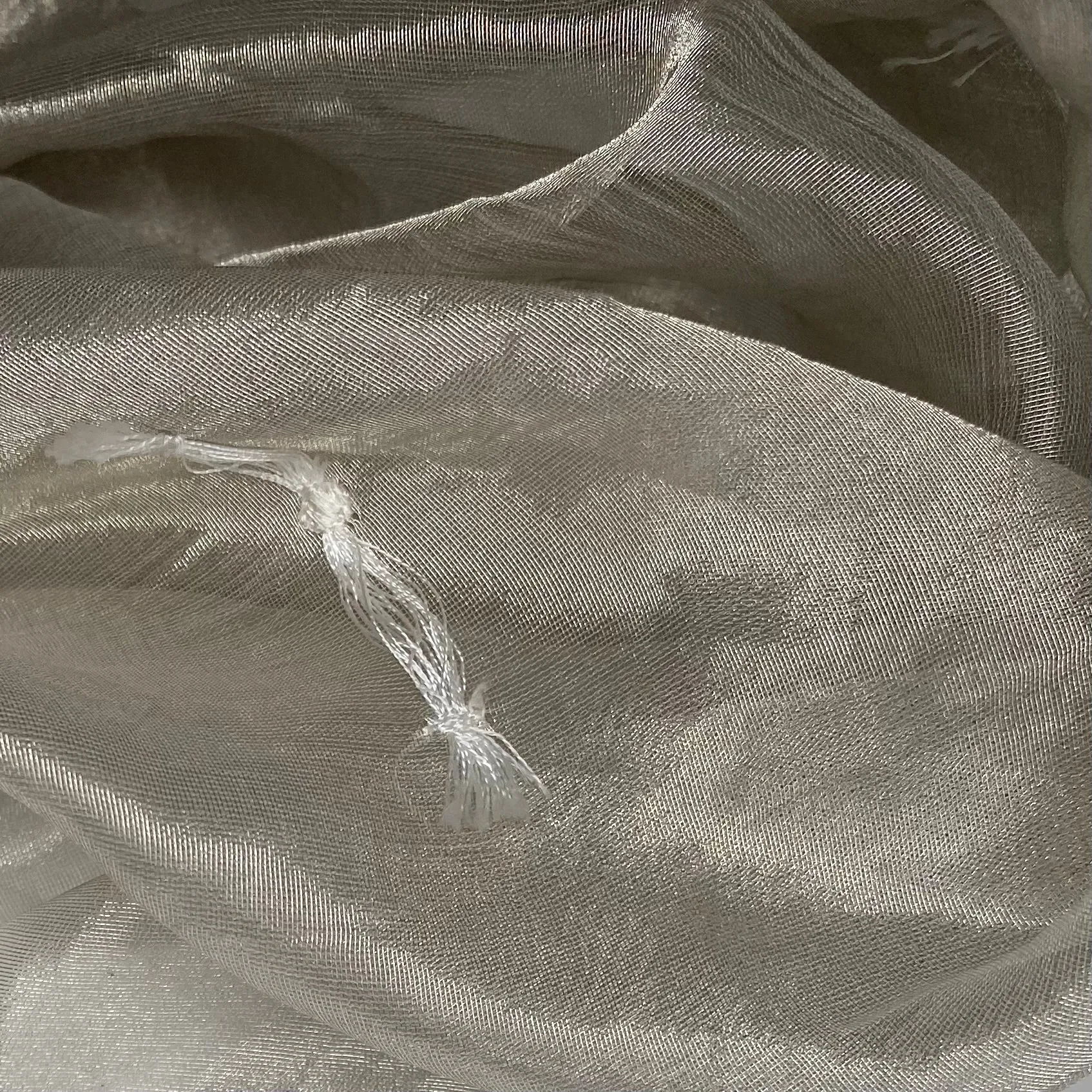 Embroidered Silk Organza - Silver/White