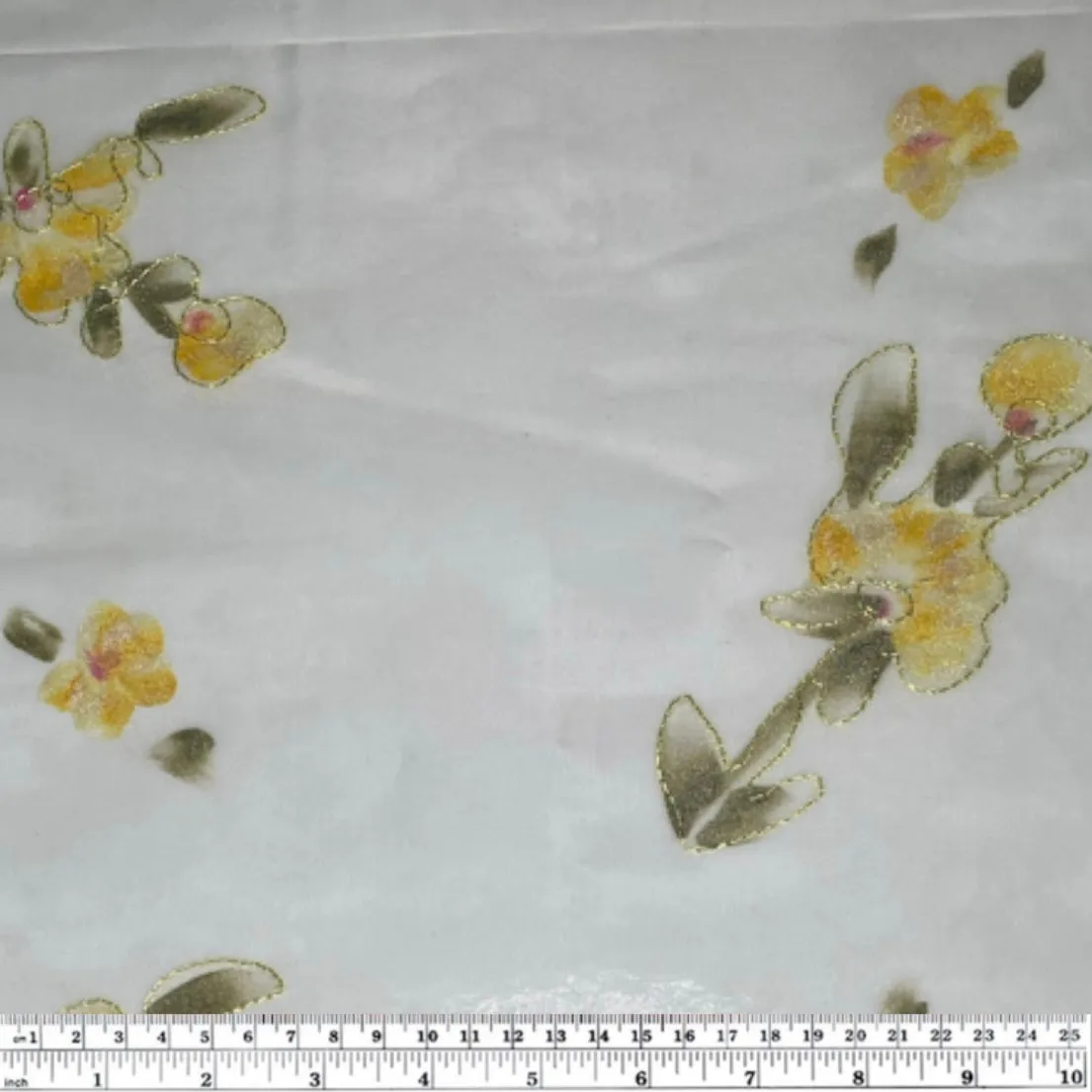 Embroidered Silk Organza - Yellow