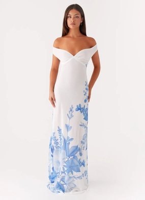 Krissa Maxi Dress - Blue Floral Chill Detail