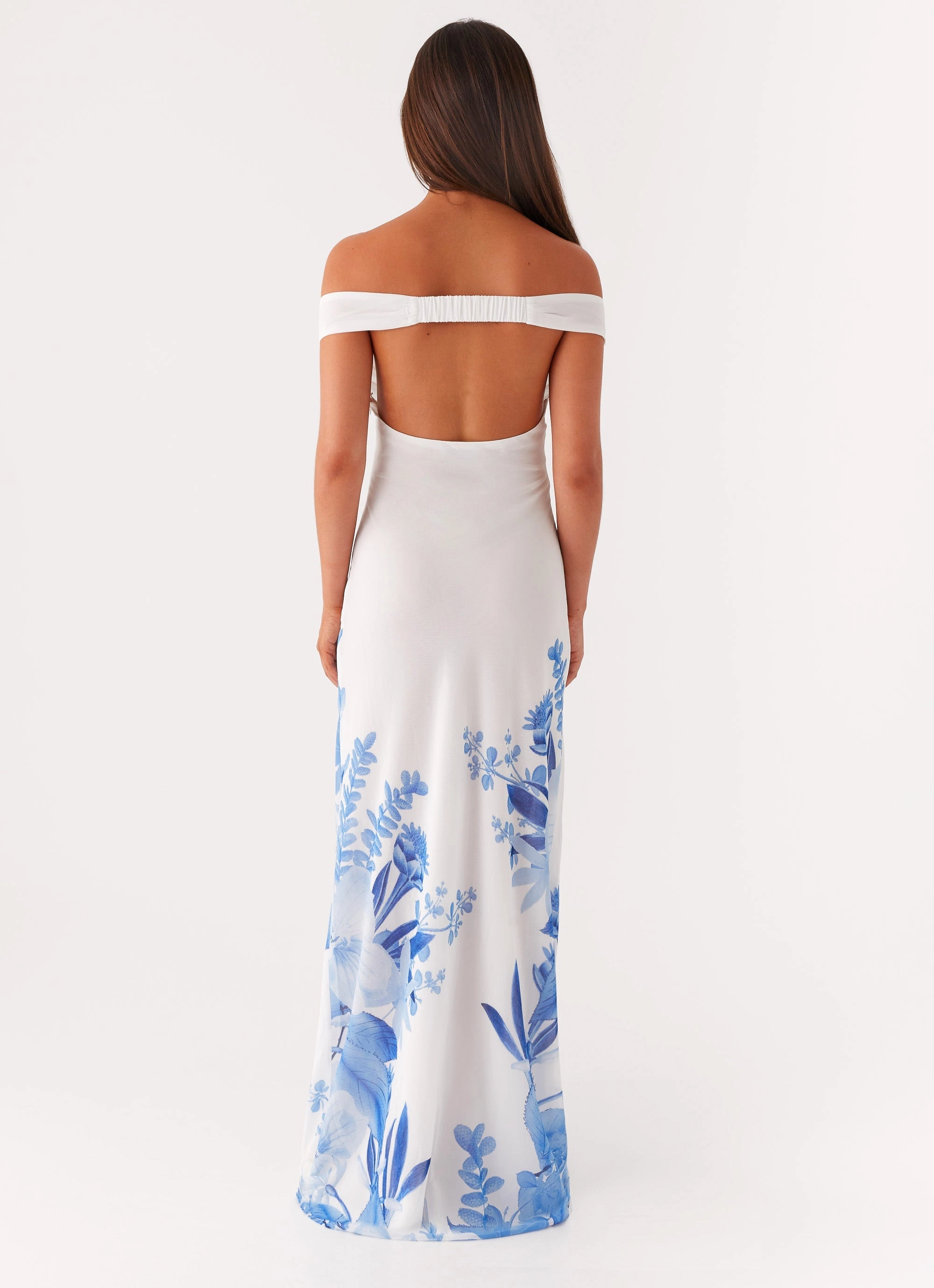 Krissa Maxi Dress - Blue Floral Sleek Drape Kind Glow