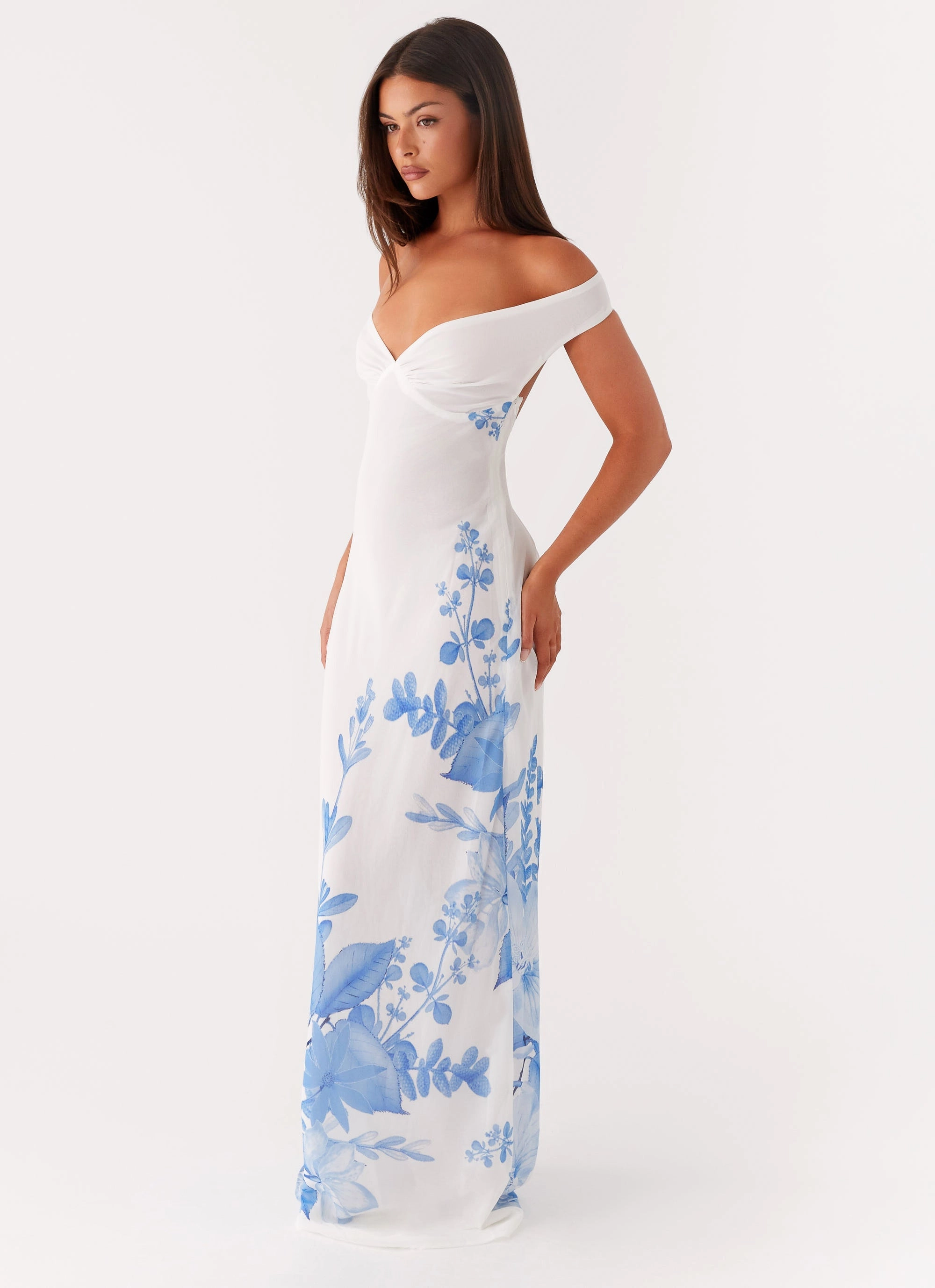Krissa Maxi Dress - Blue Floral Flattering Layer