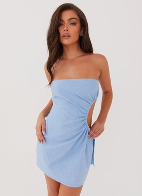 Rosella Linen Mini Dress - Blue Fresh Energy